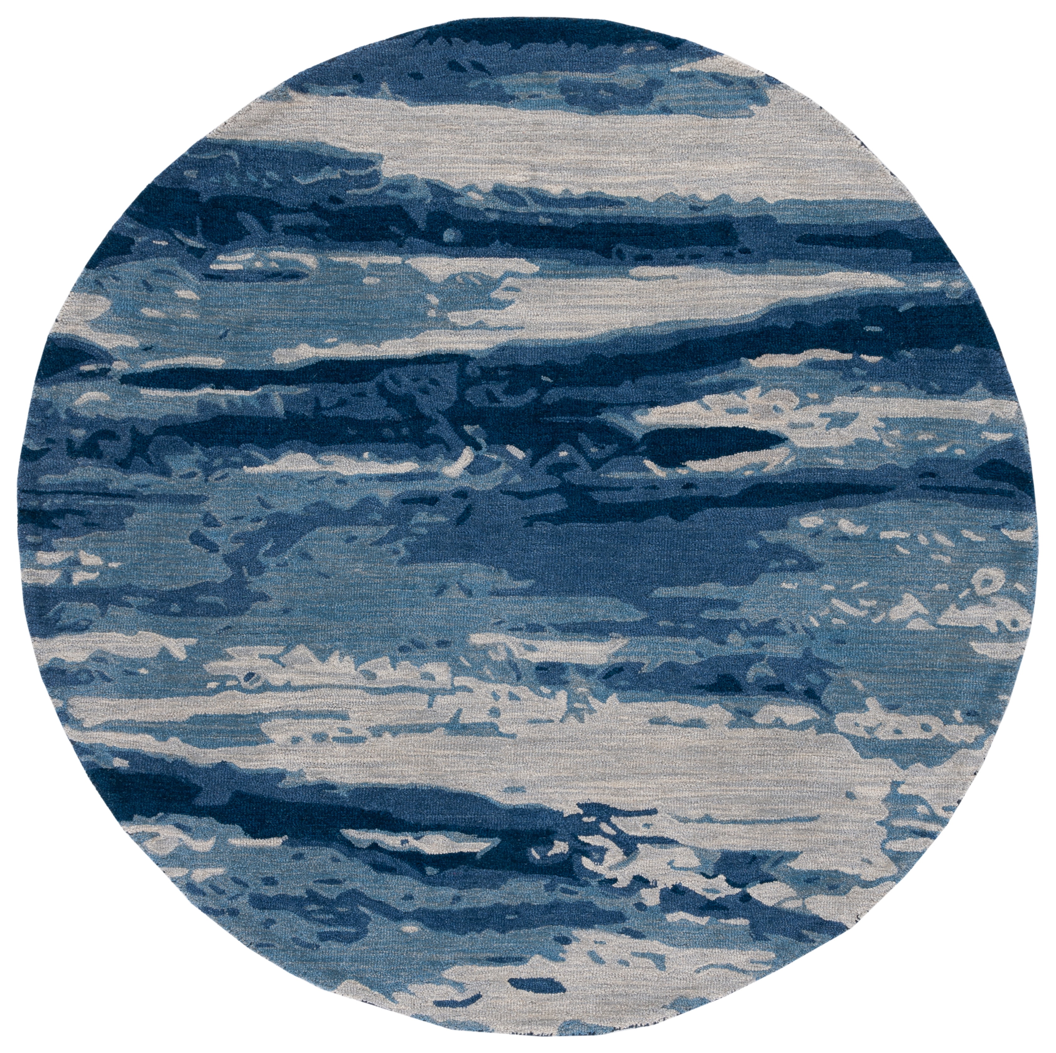 SAFAVIEH Metro Jessy Camo Area Rug, Blue/Ivory, 6' x 6' Round