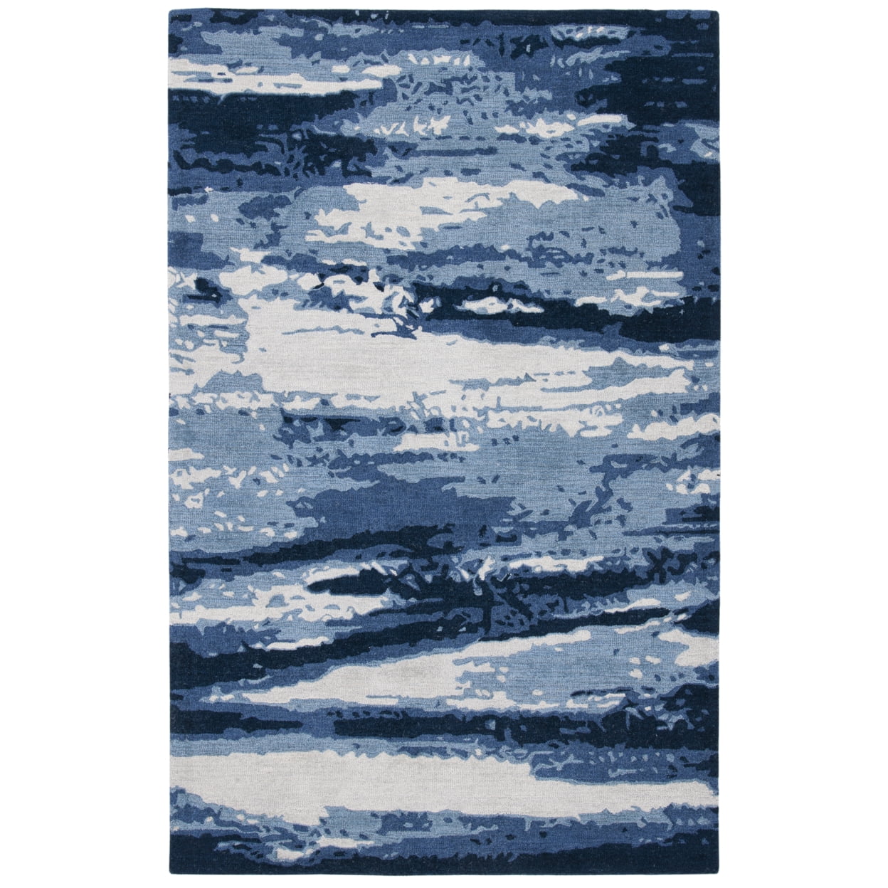 Blue and Ivory Hand-Tufted Wool 8' x 10' Area Rug