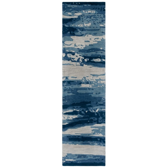 SAFAVIEH Metro Jessy Camo Runner Rug, Blue/Ivory, 2'3" x 9'