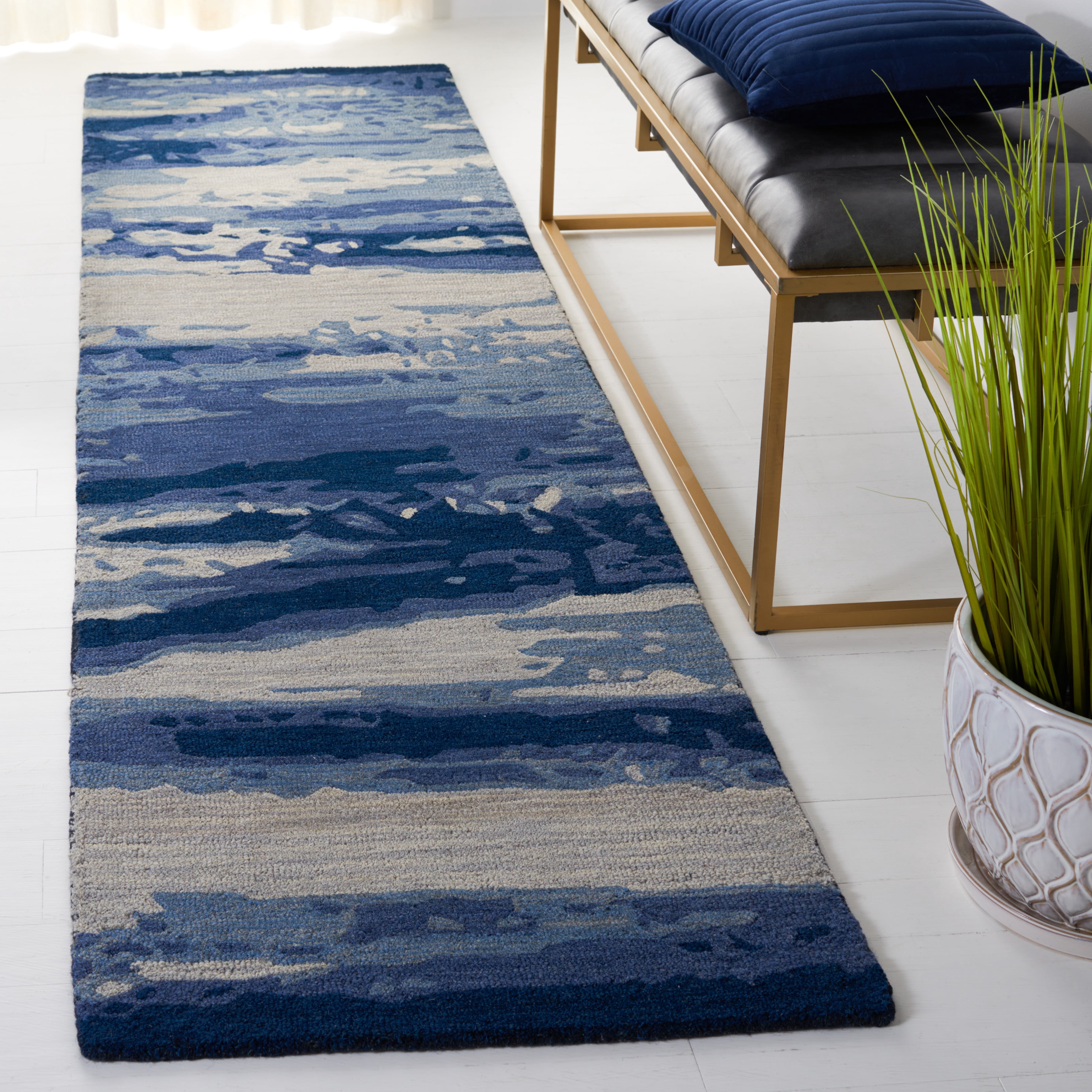 Safavieh Metro Jessy Camouflage Runner Rug, Blue/Ivory, 2'3" x 9'