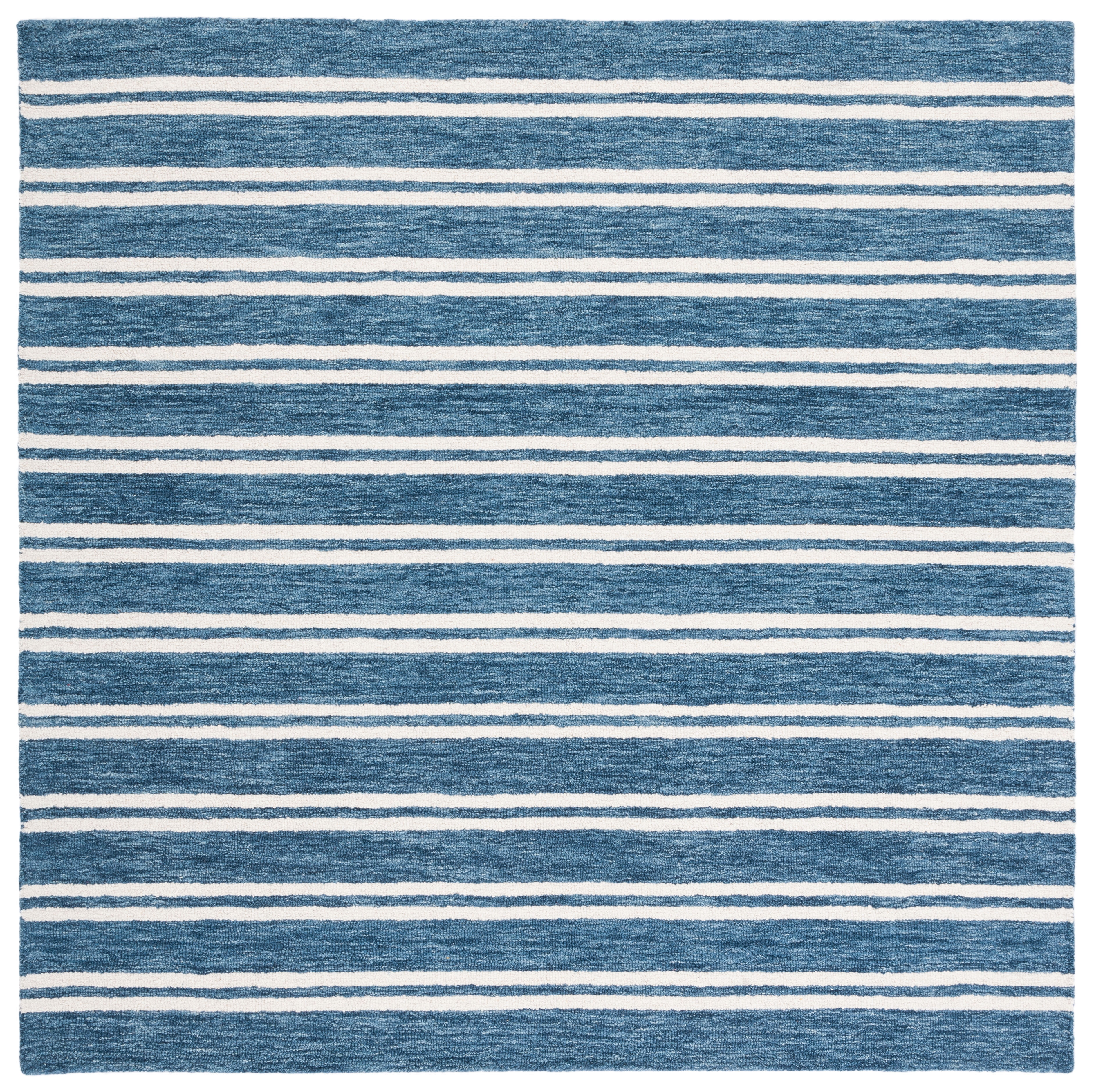 Elegant Blue Square Hand-Tufted Wool Area Rug - 6' Size
