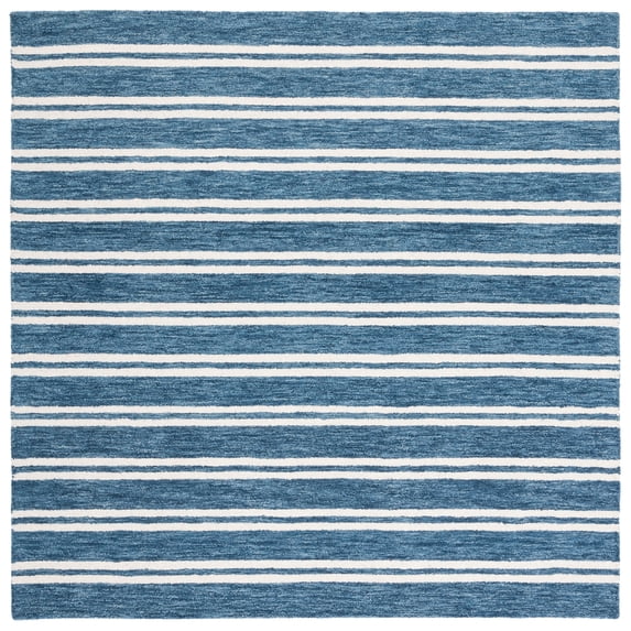 SAFAVIEH Metro Joaquin Striped Area Rug, Blue/Ivory, 6' x 6' Square