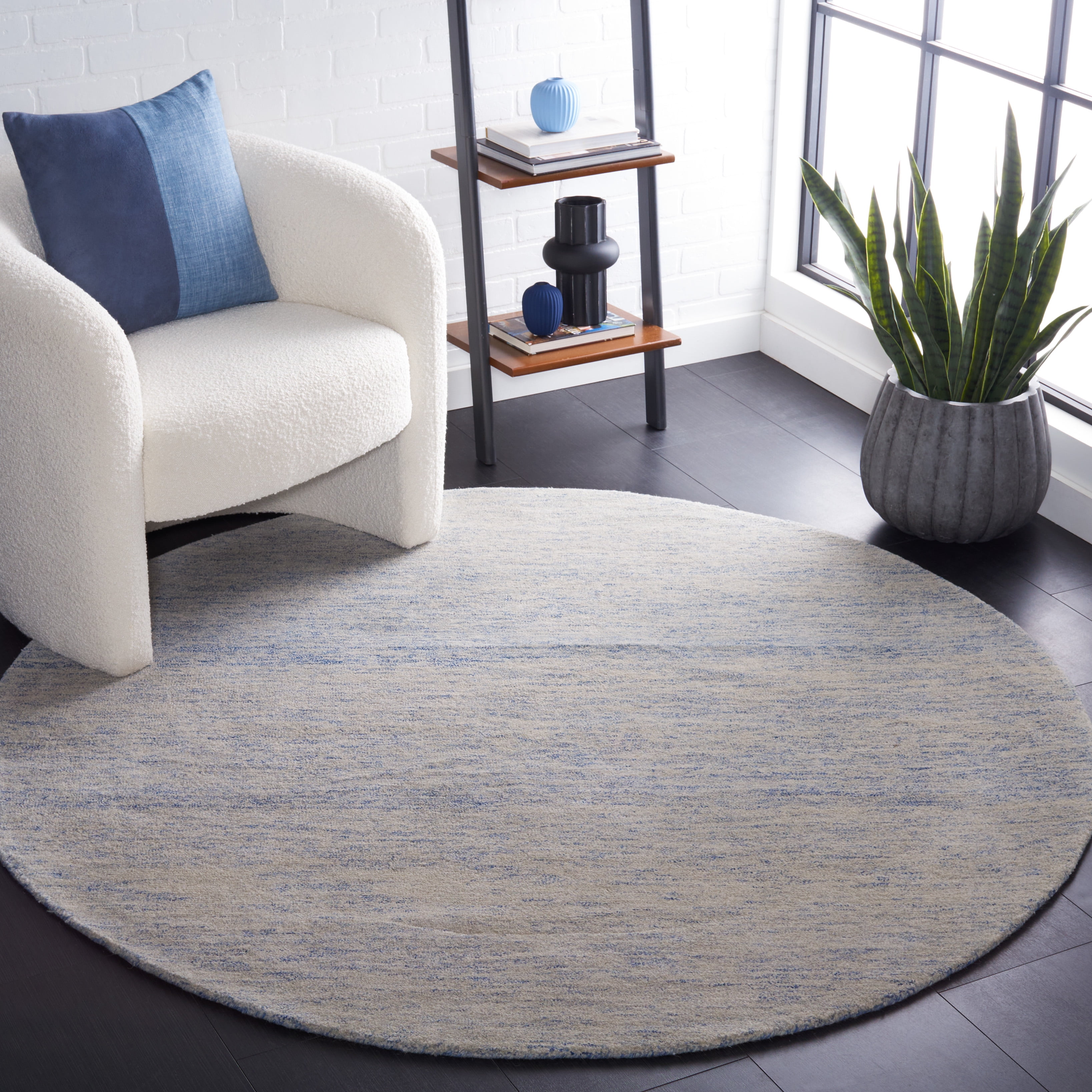 Safavieh Metro Jocin Distressed Area Rug, Blue/Ivory, 6' x 6' Round