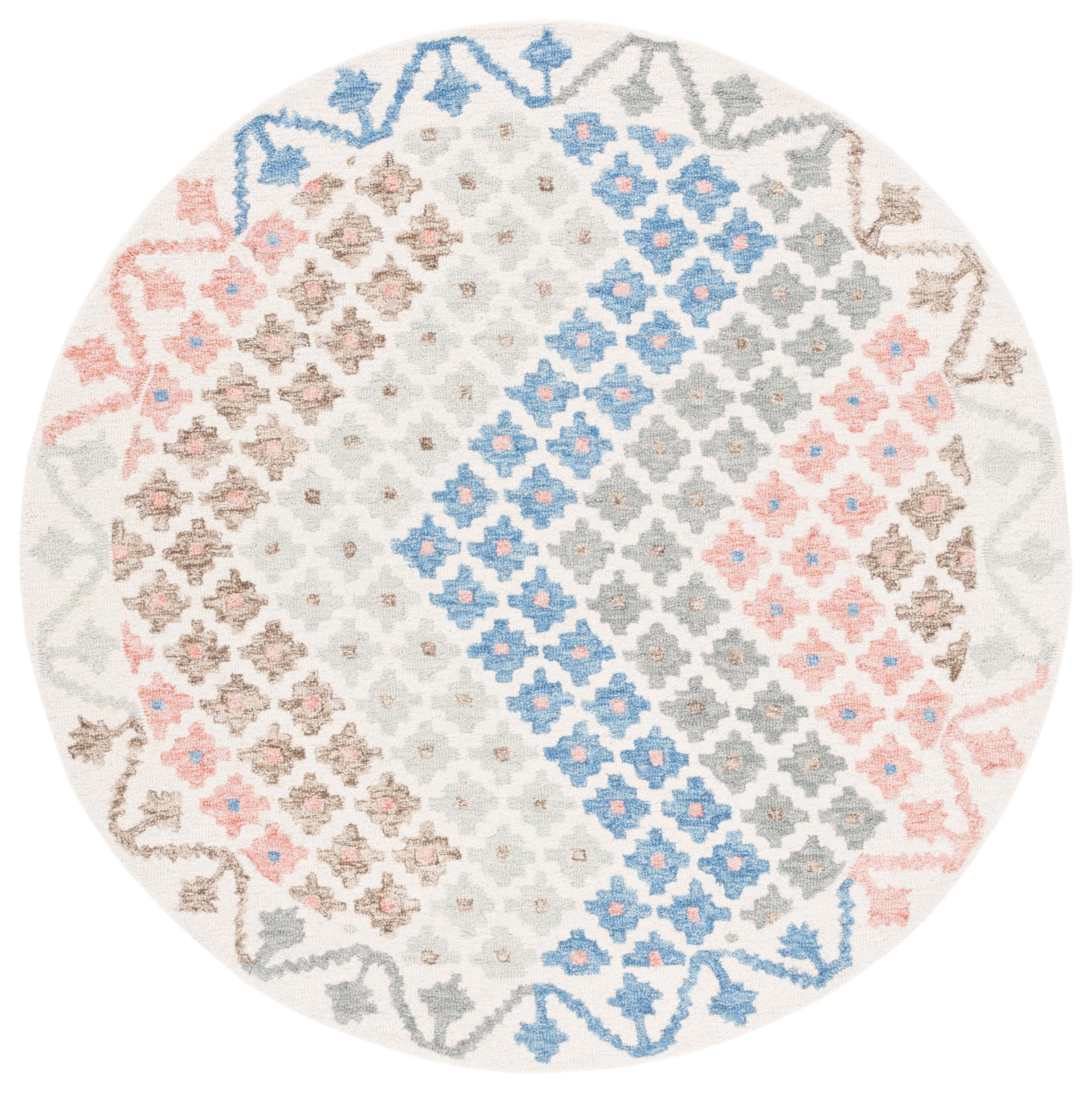 SAFAVIEH Metro Joselyn Floral Area Rug, Ivory/Blue, 6' x 6' Round