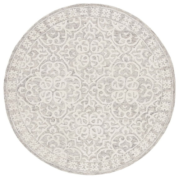 SAFAVIEH Metro Joshua Medallion Area Rug, Grey/Ivory, 6' x 6' Round