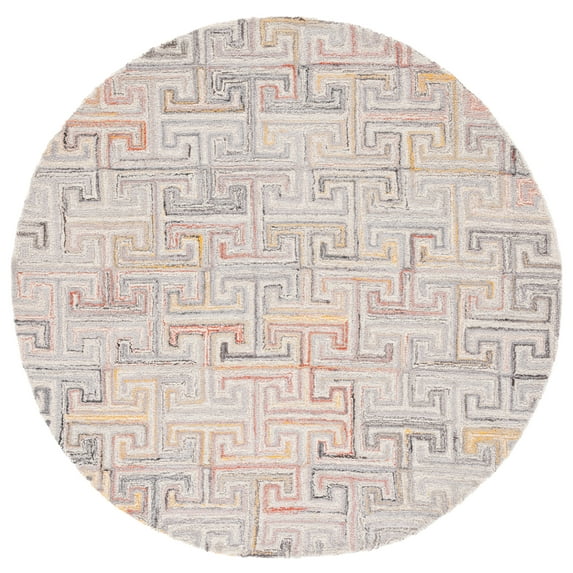 SAFAVIEH Metro Jules Geometric Area Rug, Grey/Rust, 6' x 6' Round