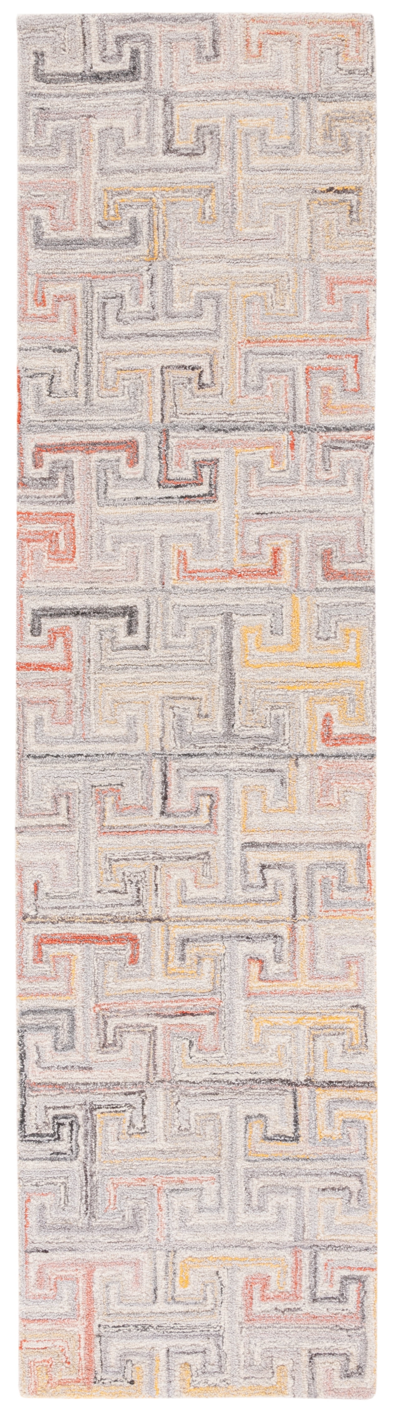 SAFAVIEH Metro Jules Geometric Runner Rug, Grey/Rust, 2'3" x 9'