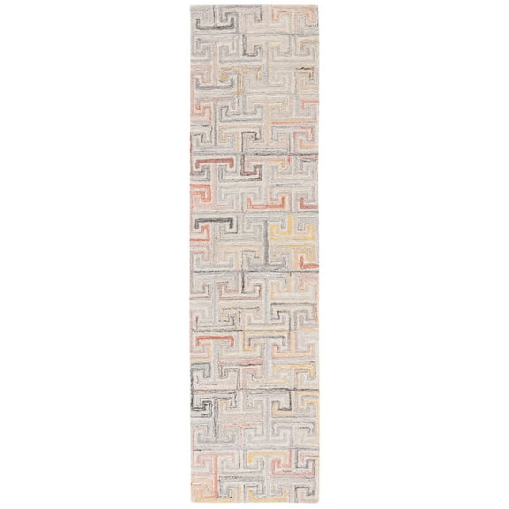 SAFAVIEH Metro Jules Geometric Runner Rug, Grey/Rust, 2'3" x 9'