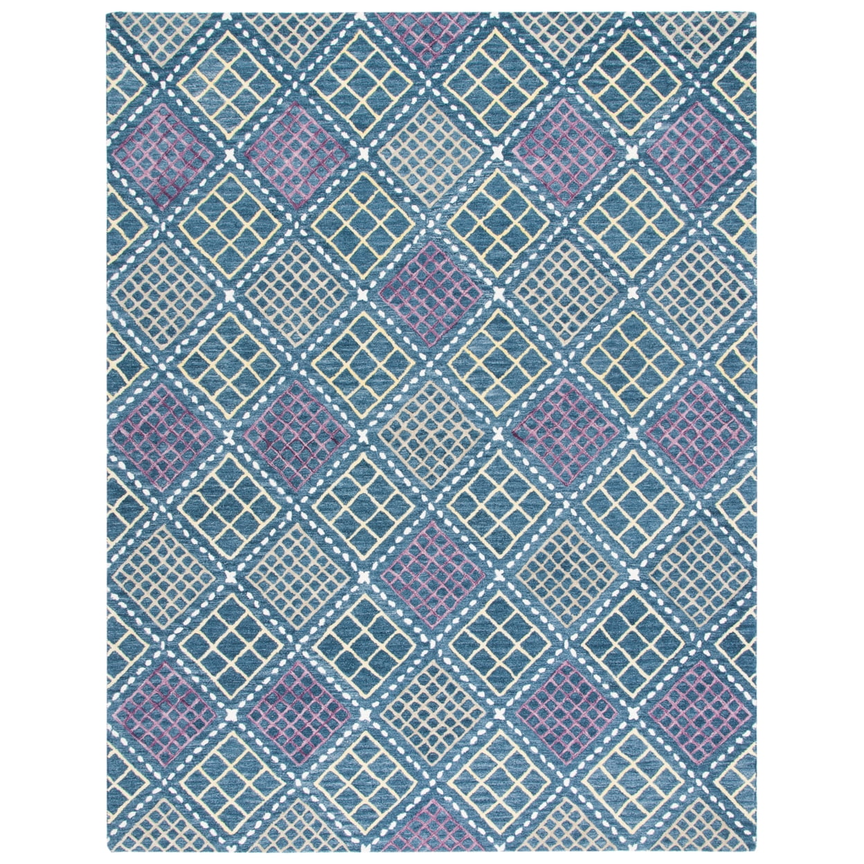 Hand-Tufted Blue Wool Rectangular Area Rug