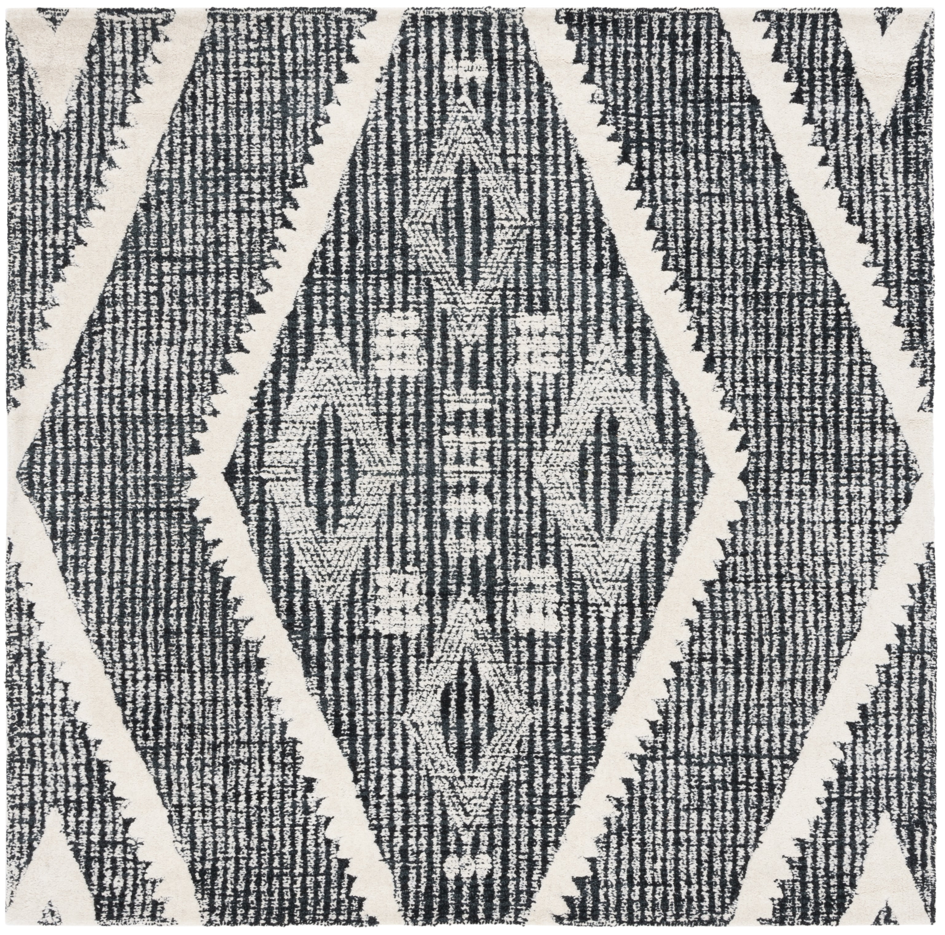 SAFAVIEH Metro Kelsey Diamond Area Rug, Black/Ivory, 6' x 6' Square