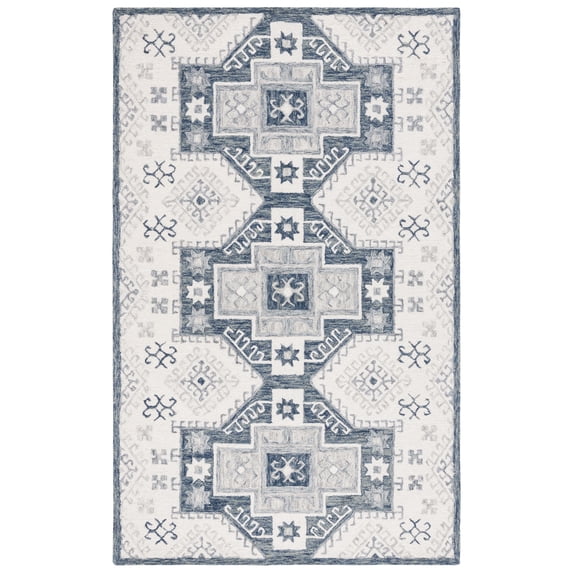 SAFAVIEH Metro Kenelm Geometric Area Rug, Ivory/Dark Grey, 4' x 6'