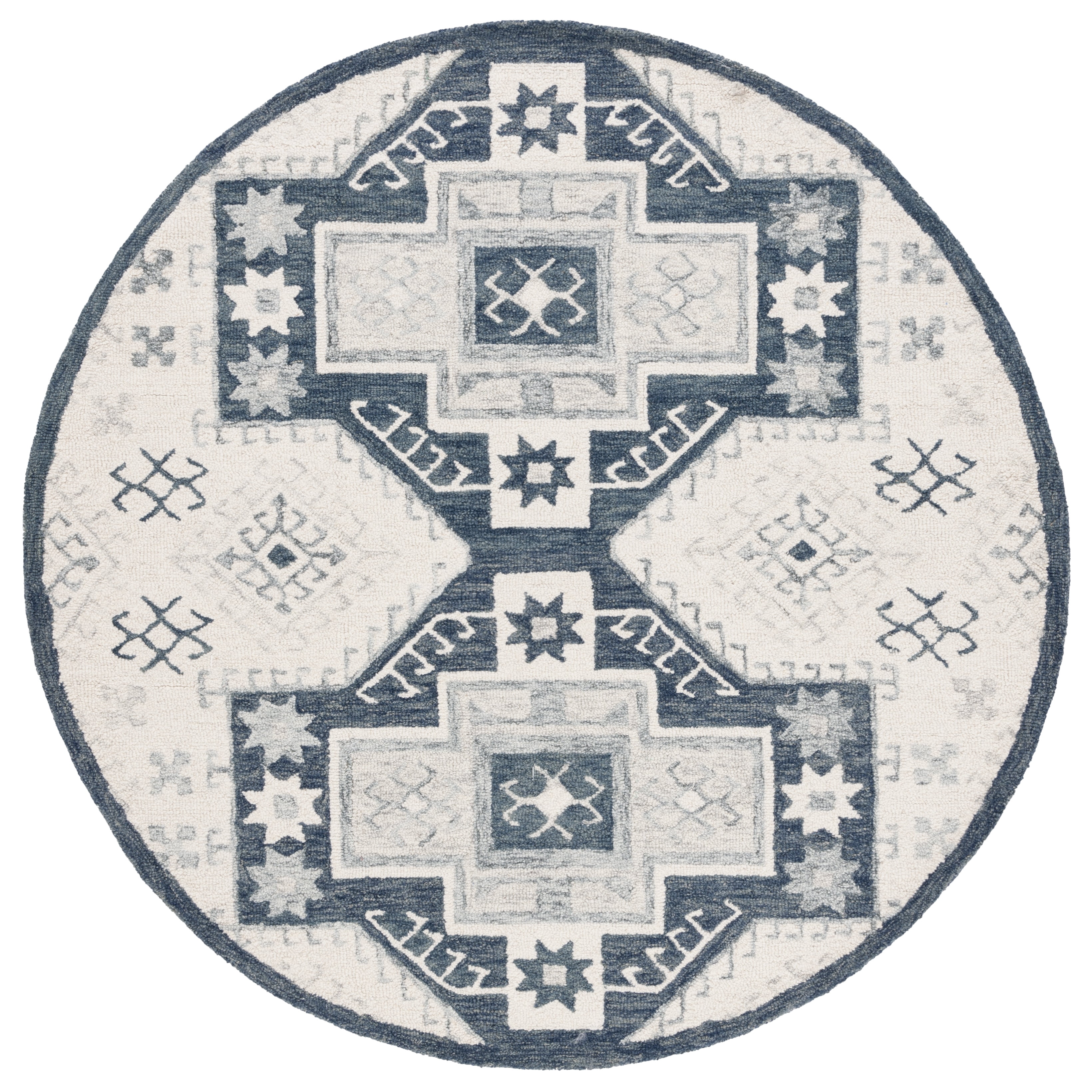 SAFAVIEH Metro Kenelm Geometric Area Rug, Ivory/Dark Grey, 6' x 6' Round