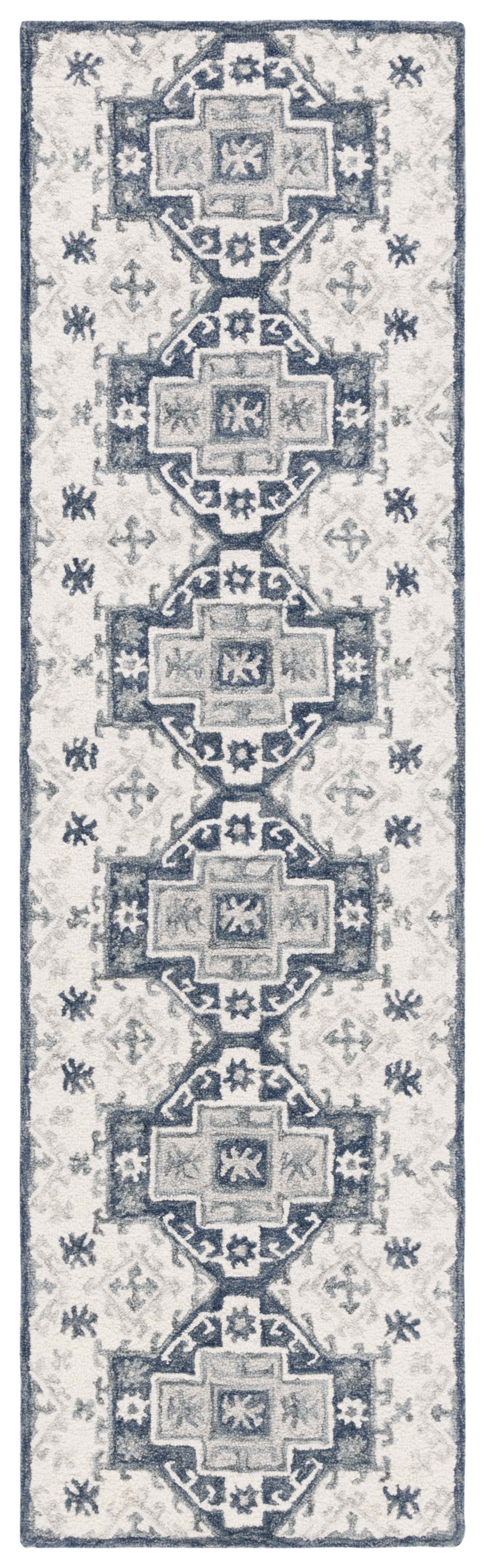 SAFAVIEH Metro Kenelm Geometric Runner Rug, Ivory/Dark Grey, 2'3" x 8'