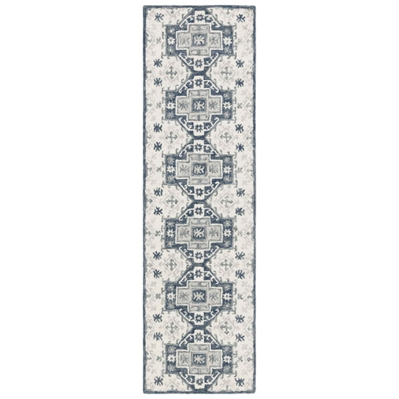 SAFAVIEH Metro Kenelm Geometric Runner Rug, Ivory/Dark Grey, 2'3" x 8'