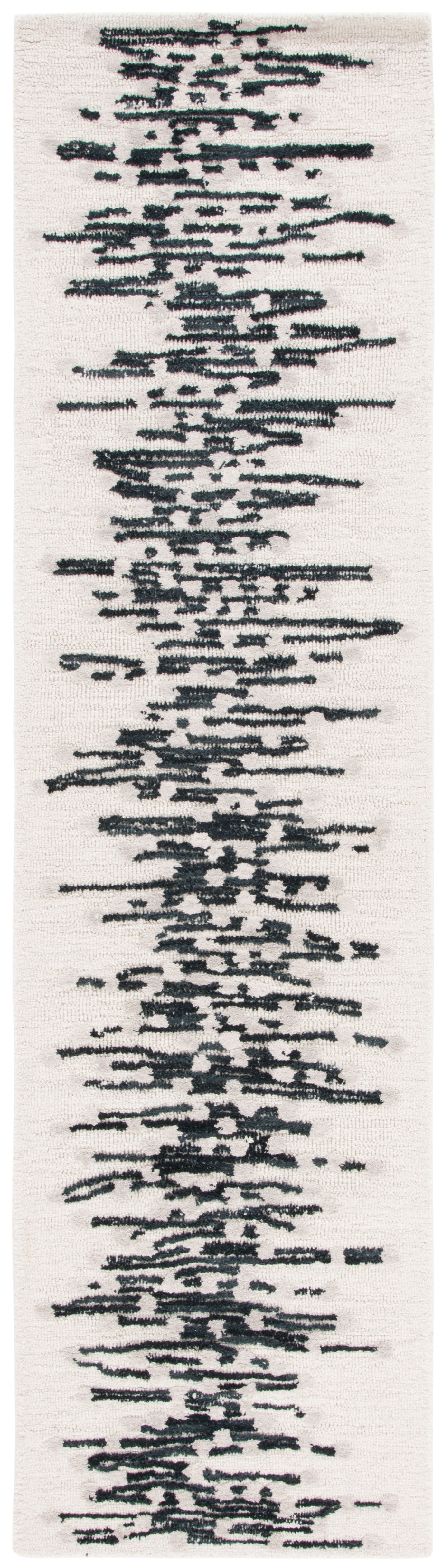 SAFAVIEH Metro Kent Striped Runner Rug, Black/Ivory, 2'3" x 9'