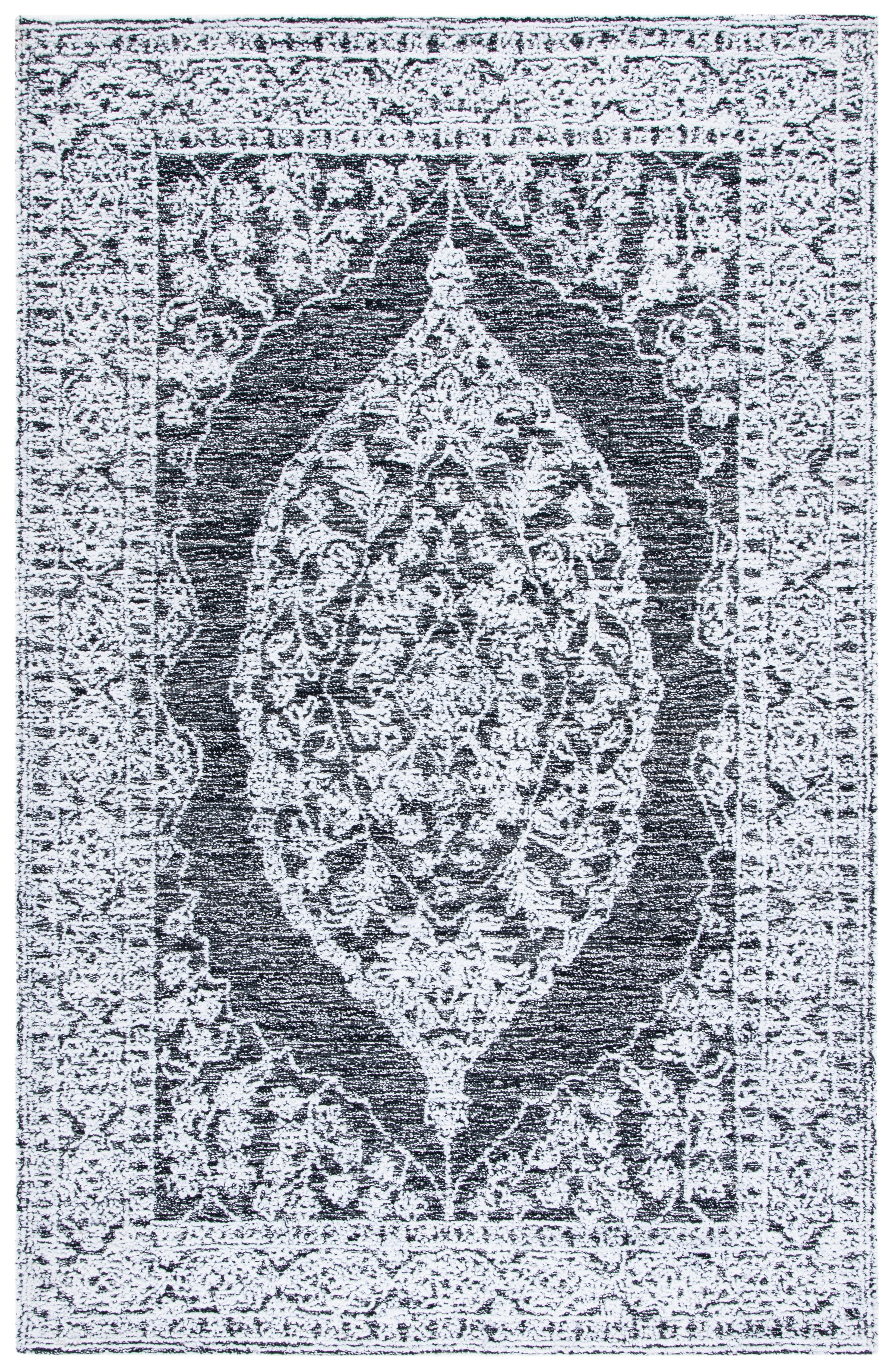 SAFAVIEH Metro Landon Medallion Area Rug, Ivory/Black, 5' x 8'