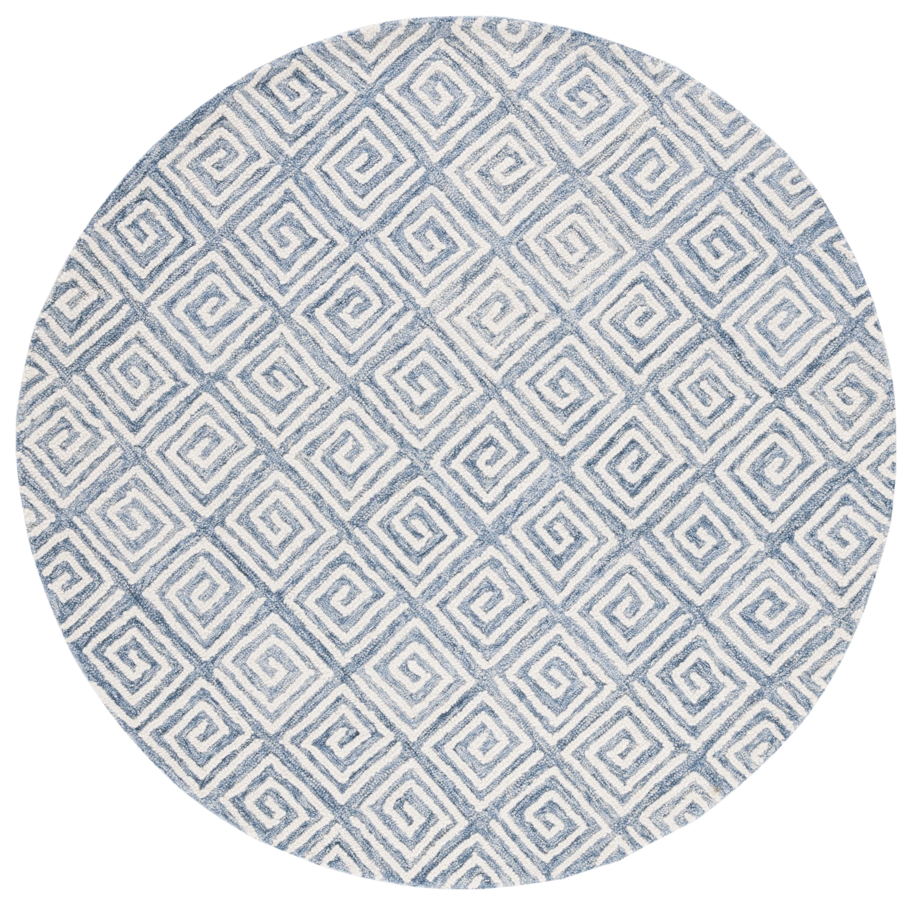 SAFAVIEH Metro Lauressa Geometric Area Rug, Light Blue/Ivory, 6' x 6' Round