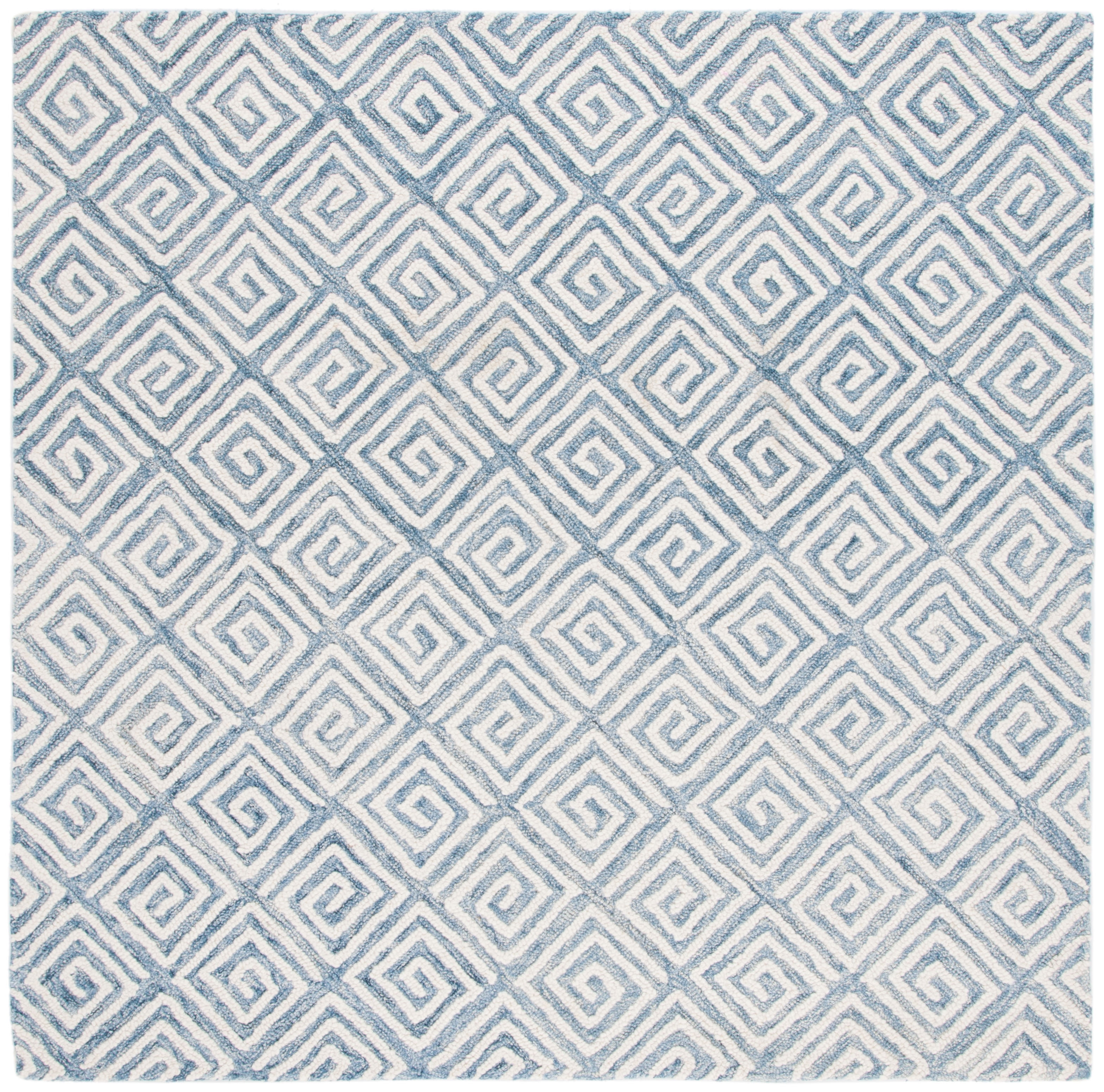 SAFAVIEH Metro Lauressa Geometric Area Rug, Light Blue/Ivory, 6' x 6' Square