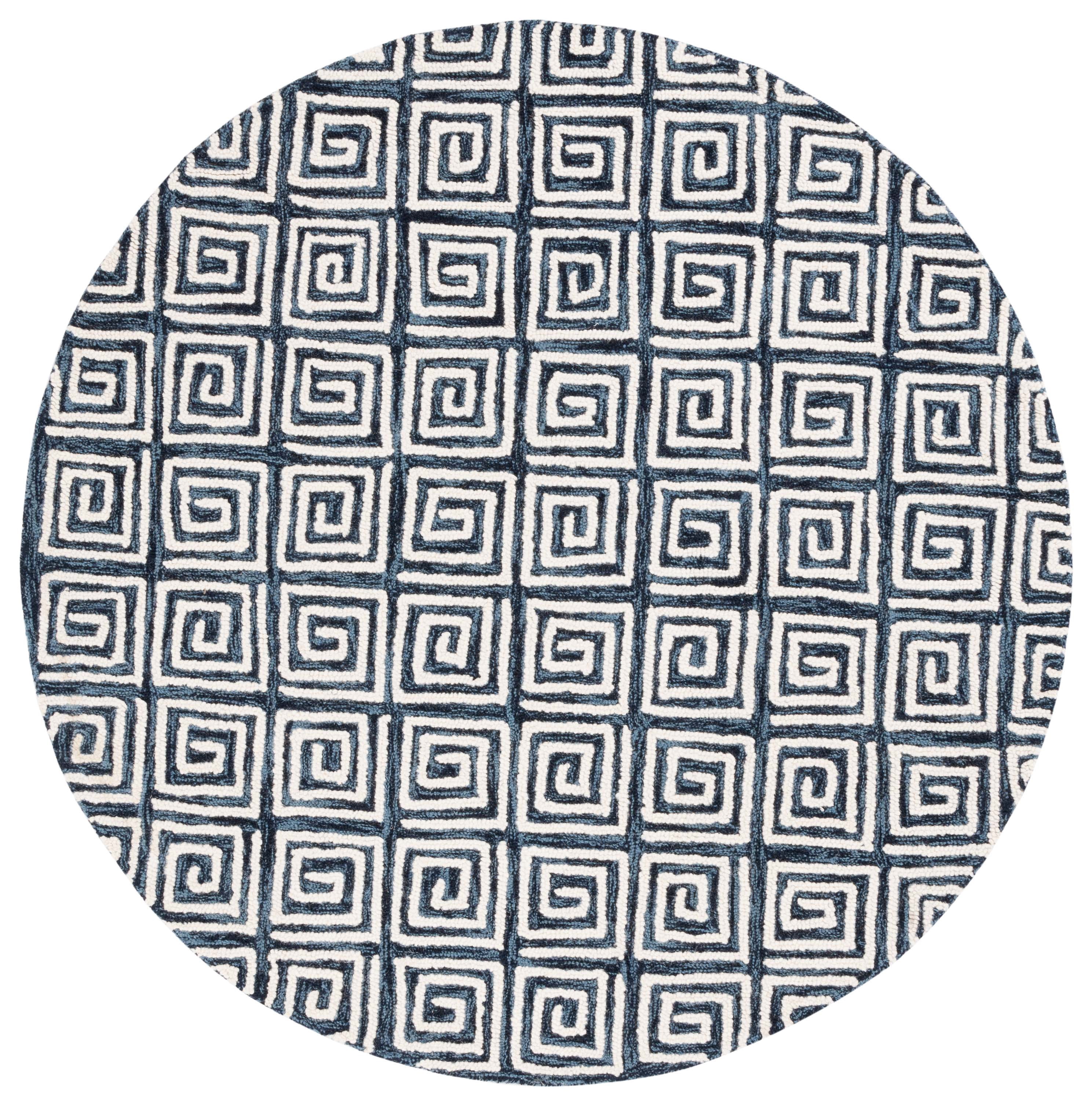 SAFAVIEH Metro Lauressa Geometric Area Rug, Navy/Ivory, 6' x 6' Round