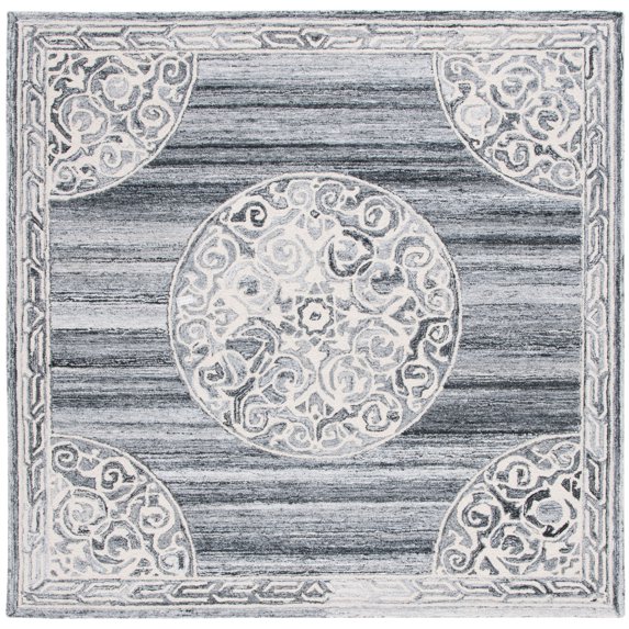 SAFAVIEH Metro Lavern Medallion Area Rug, Grey/Ivory, 6' x 6' Square