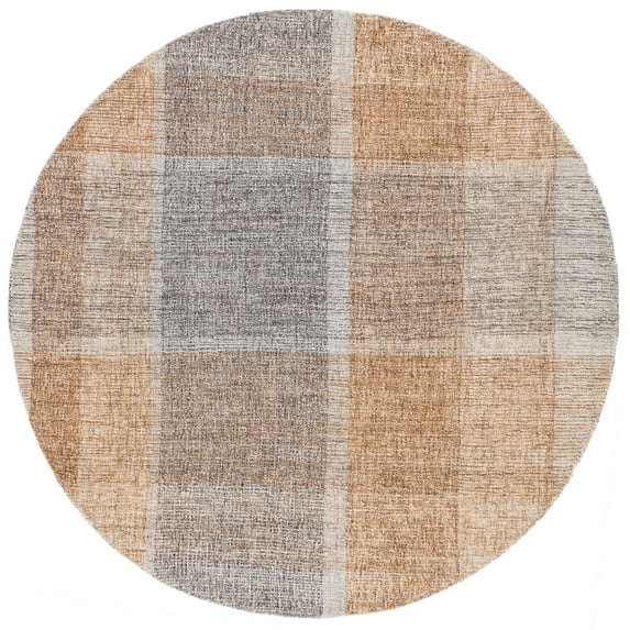 SAFAVIEH Metro Lennard Distressed Area Rug, Light Brown/Blue, 6' x 6' Round