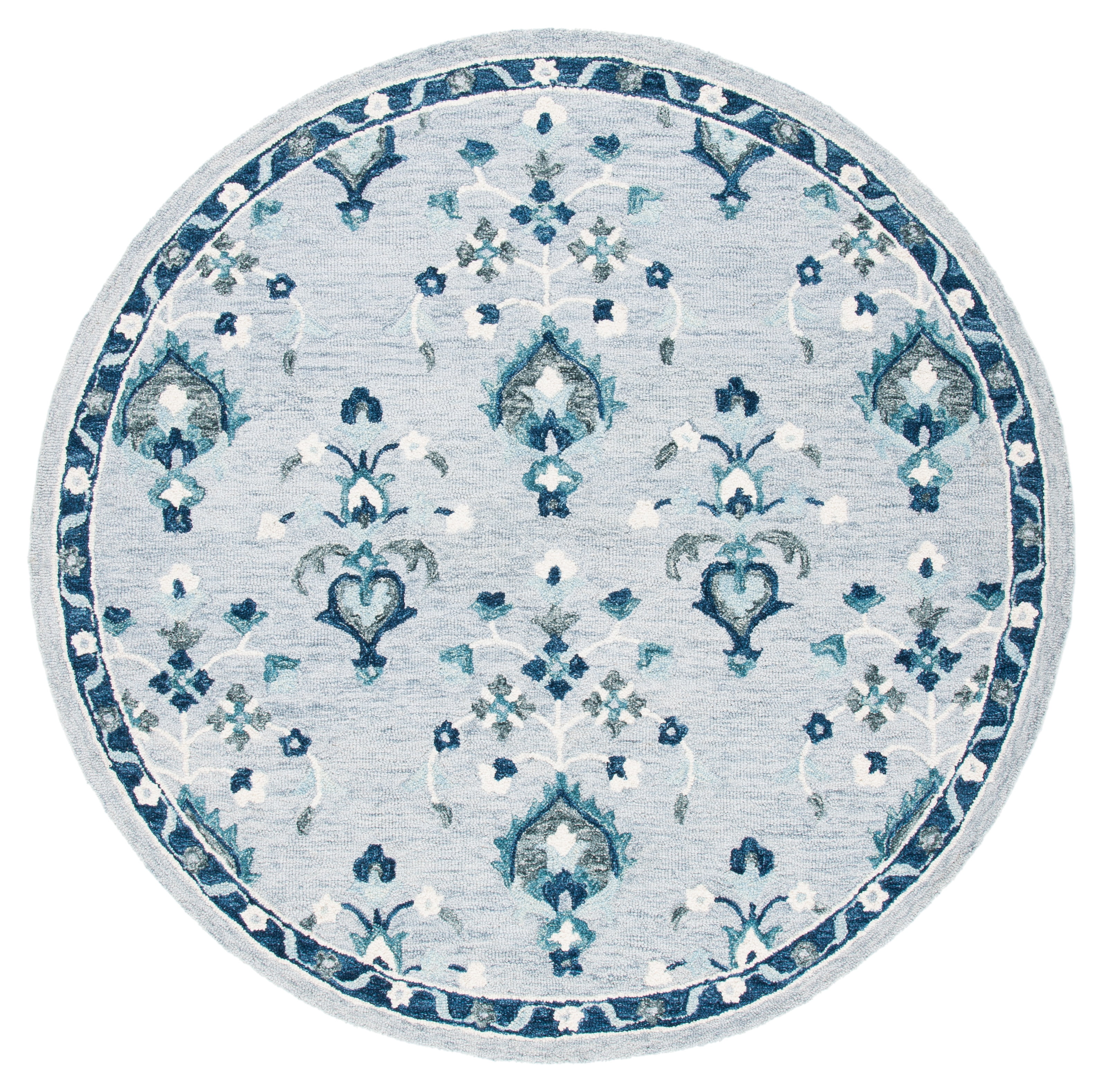 SAFAVIEH Metro Leon Medallion Area Rug, Blue/Ivory, 6' x 6' Round