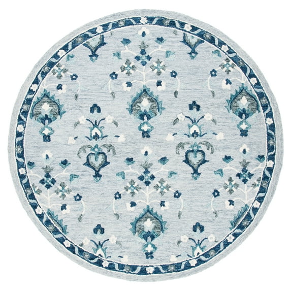 SAFAVIEH Metro Leon Medallion Area Rug, Blue/Ivory, 6' x 6' Round