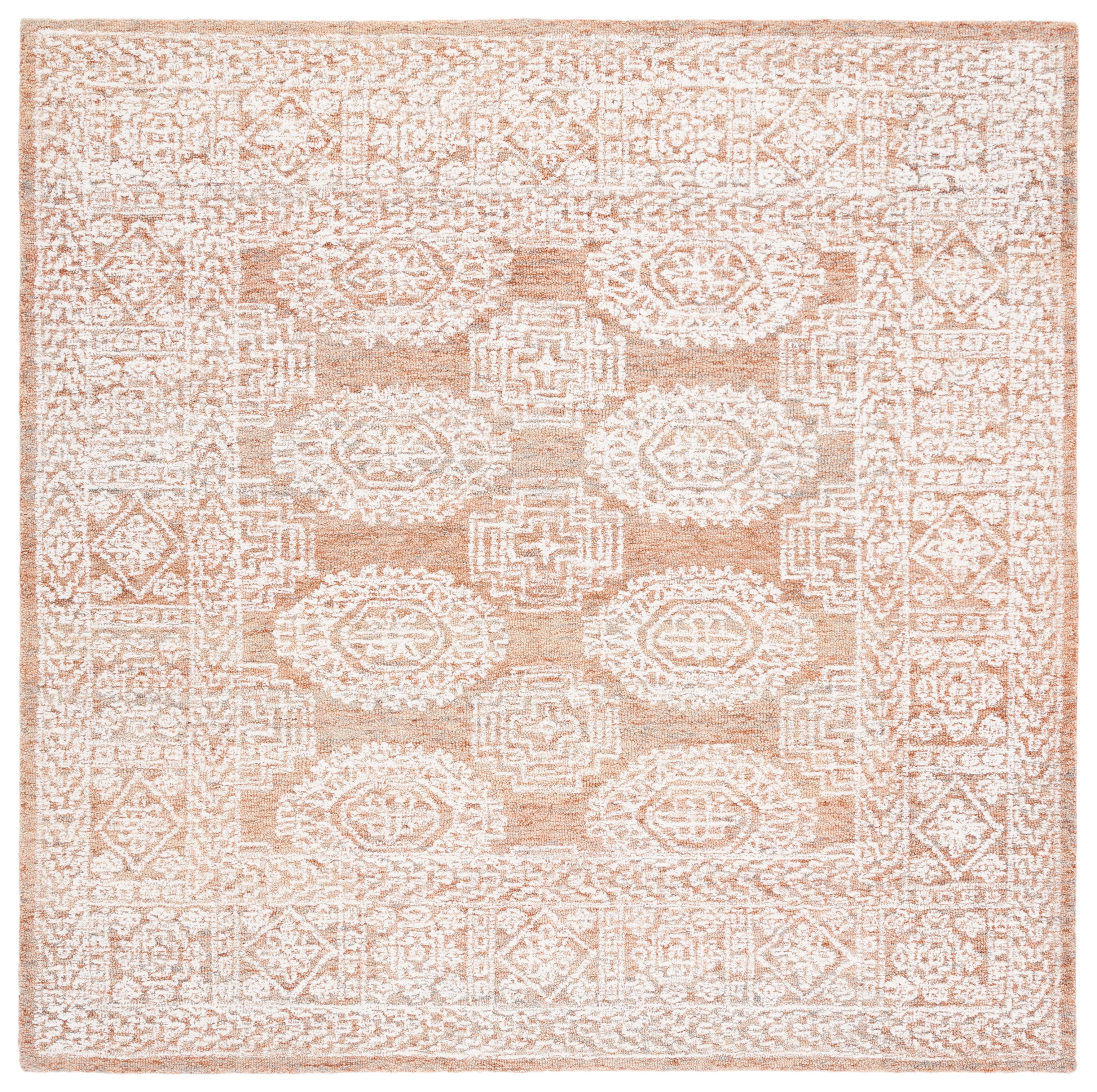 SAFAVIEH Metro Leontyne Geometric Area Rug, Natural/Rust, 6' x 6' Square