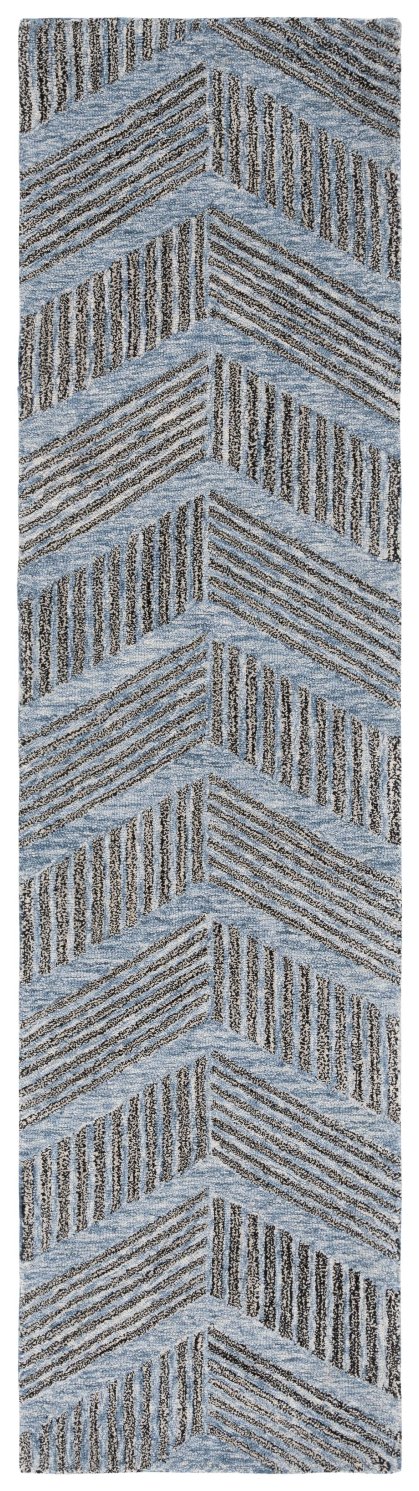 SAFAVIEH Metro Lilibeth Geometric Striped Runner Rug, Blue/Black, 2'3" x 9'