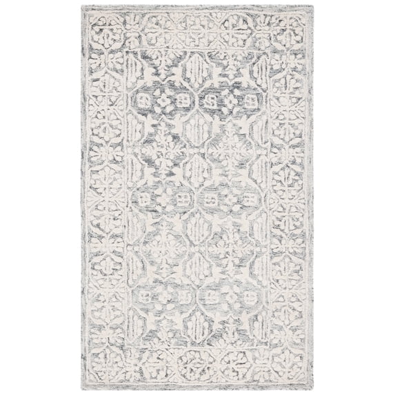 SAFAVIEH Metro Lorenzo Medallion Area Rug, Dark Grey/Ivory, 3' x 5'