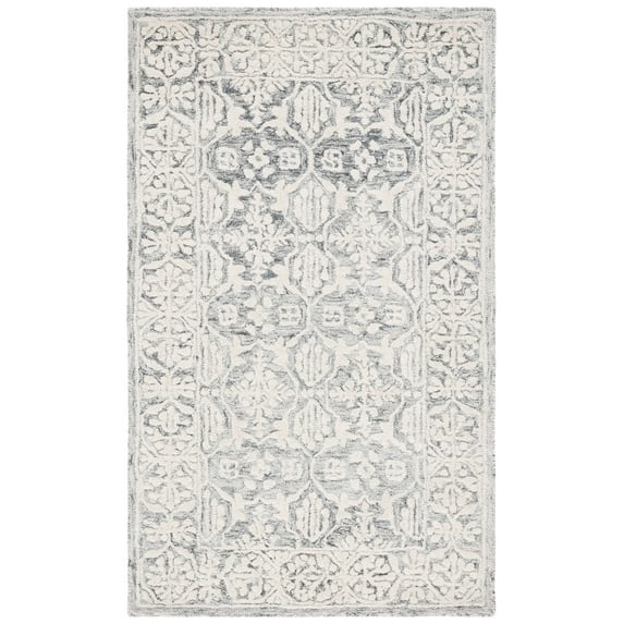 SAFAVIEH Metro Lorenzo Medallion Area Rug, Dark Grey/Ivory, 4' x 6'