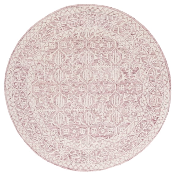SAFAVIEH Metro Lorenzo Medallion Area Rug, Dark Pink/Ivory, 6' x 6' Round