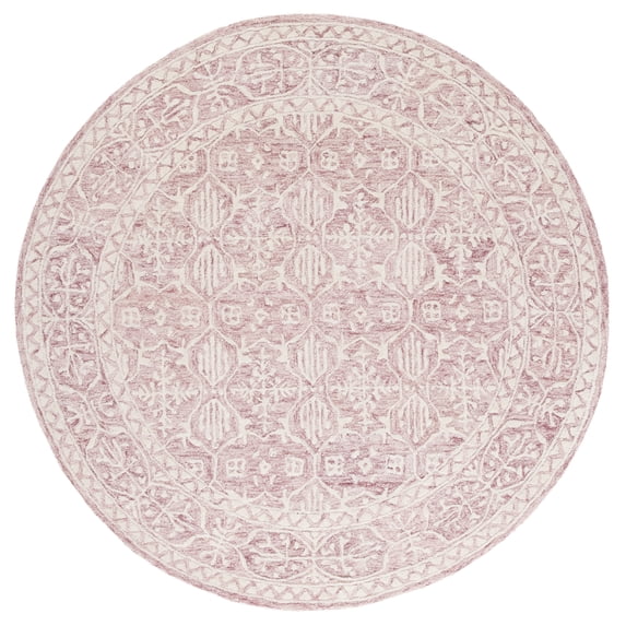 SAFAVIEH Metro Lorenzo Medallion Area Rug, Dark Pink/Ivory, 6' x 6' Round