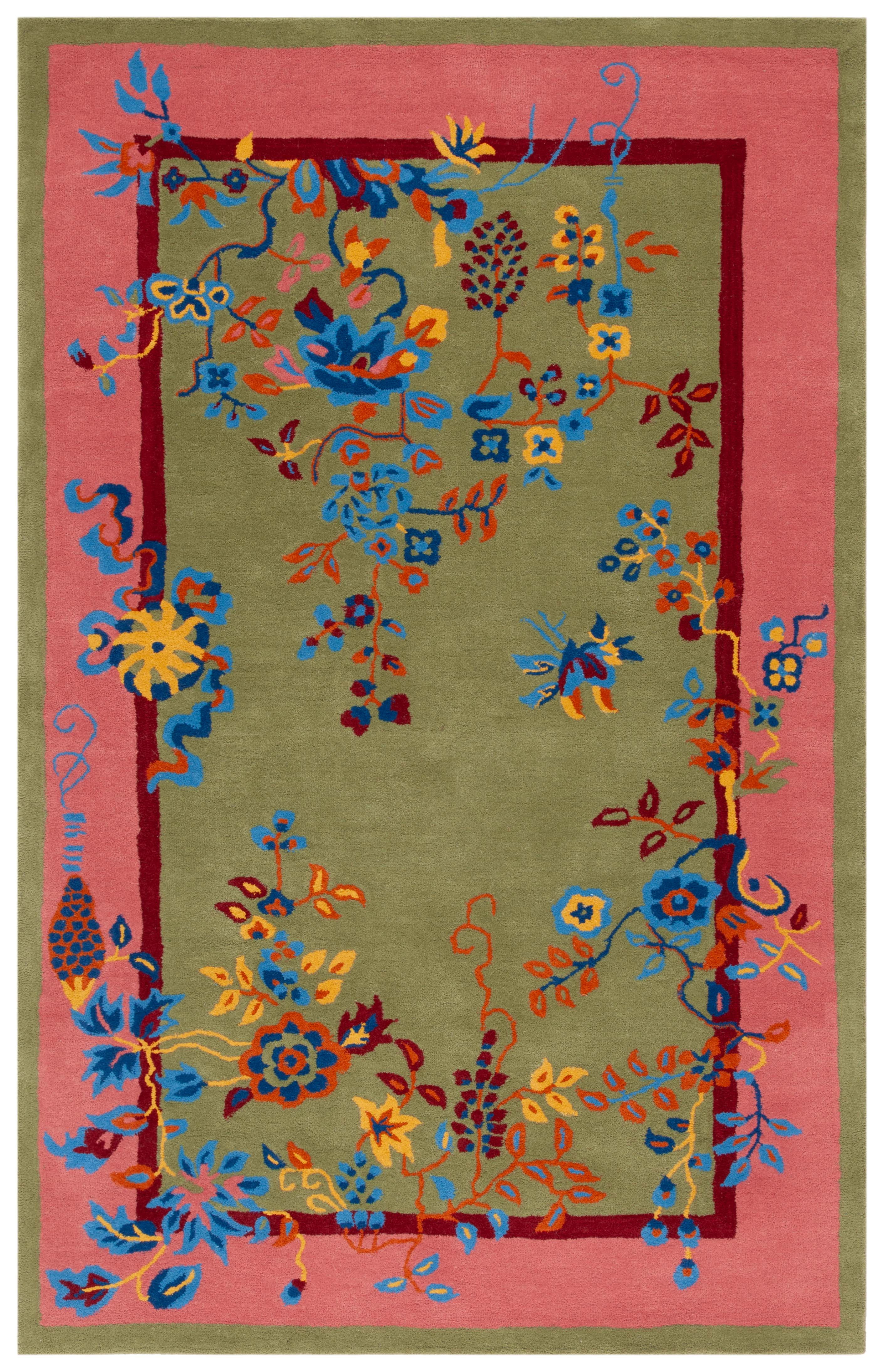 SAFAVIEH Metro Louise Floral Area Rug, Green/Pink, 4' x 6'