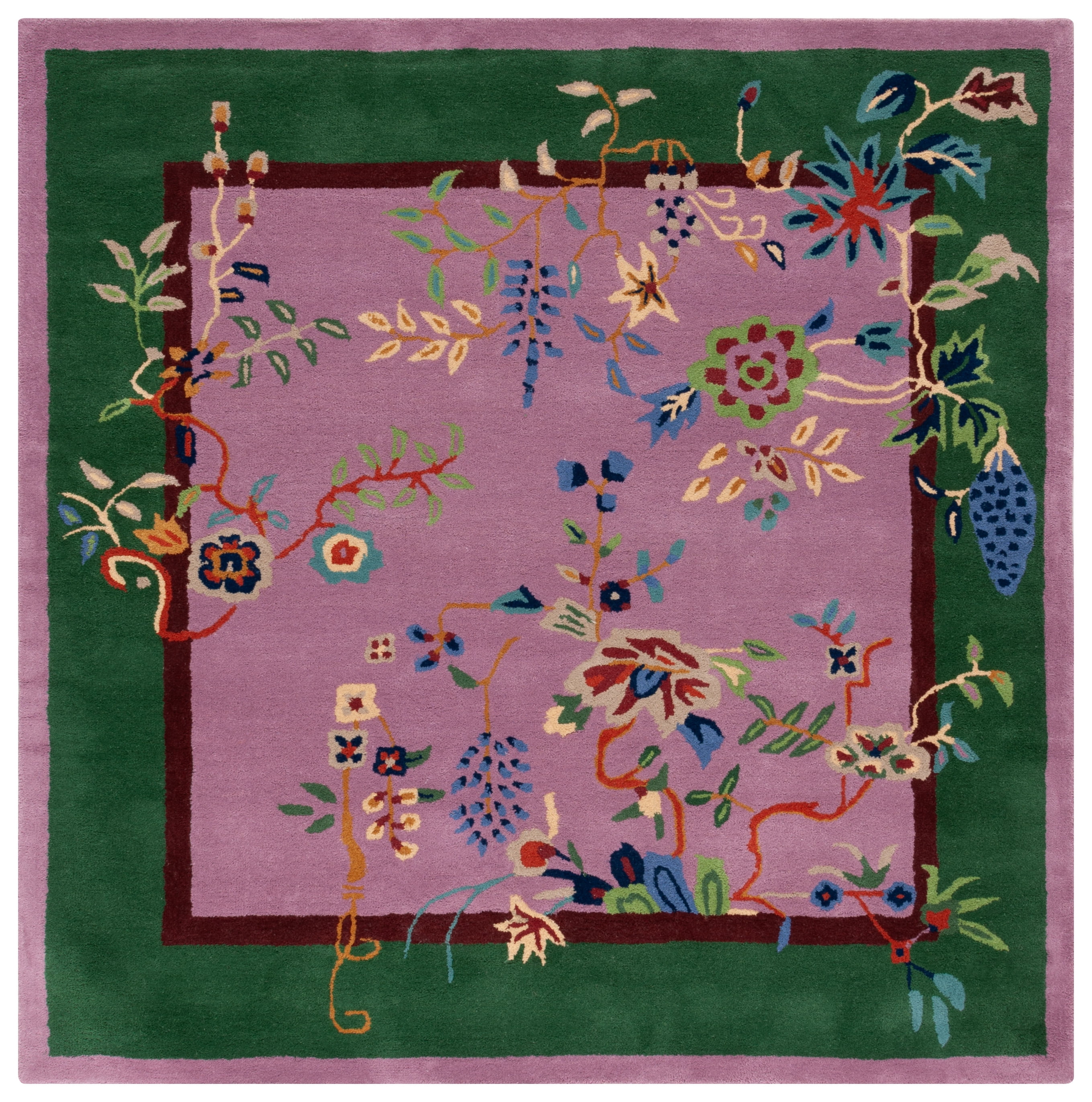 SAFAVIEH Metro Louise Floral Area Rug, Purple/Green, 6' x 6' Square