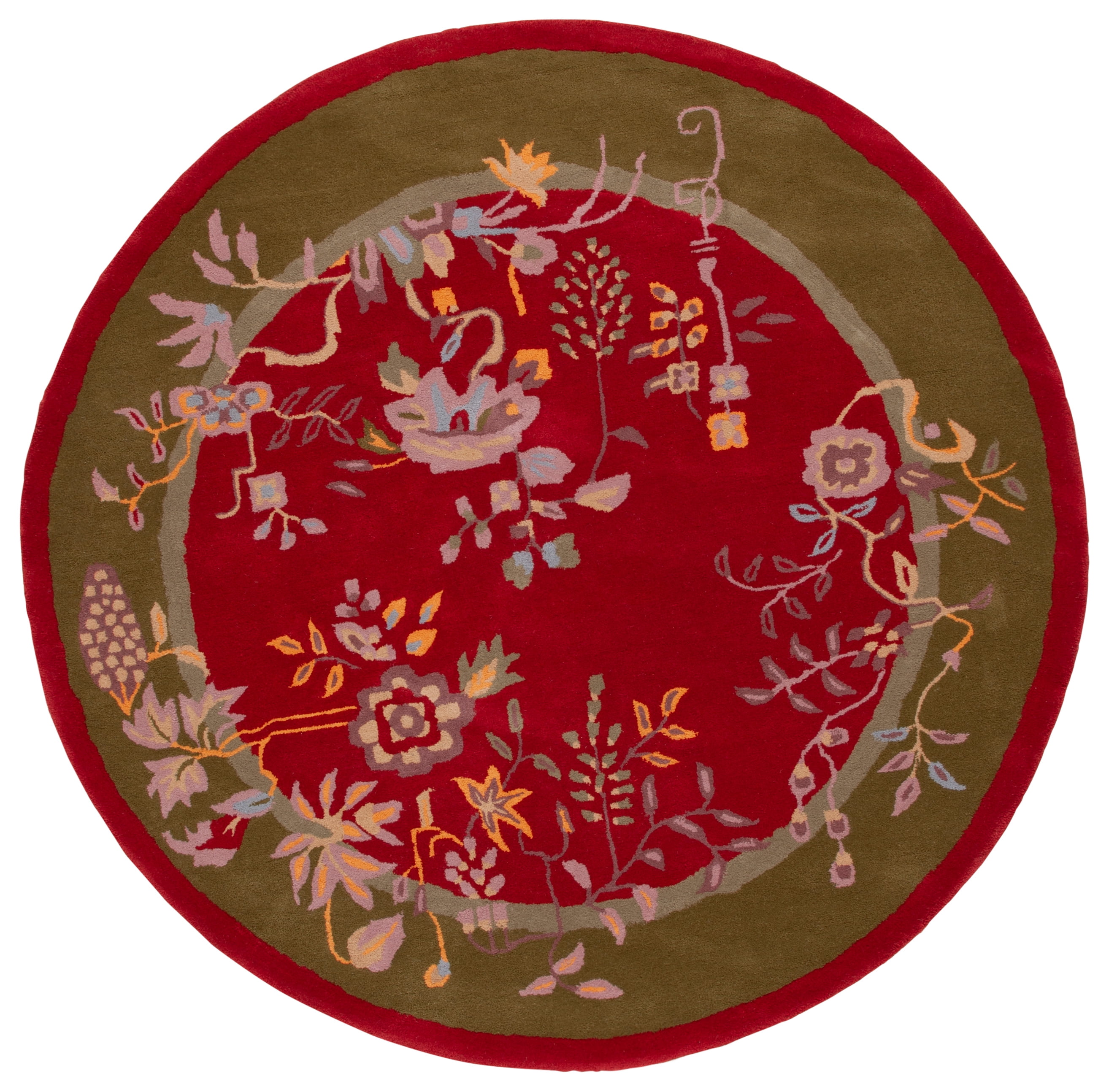 SAFAVIEH Metro Louise Floral Area Rug, Red/Green, 6' x 6' Round