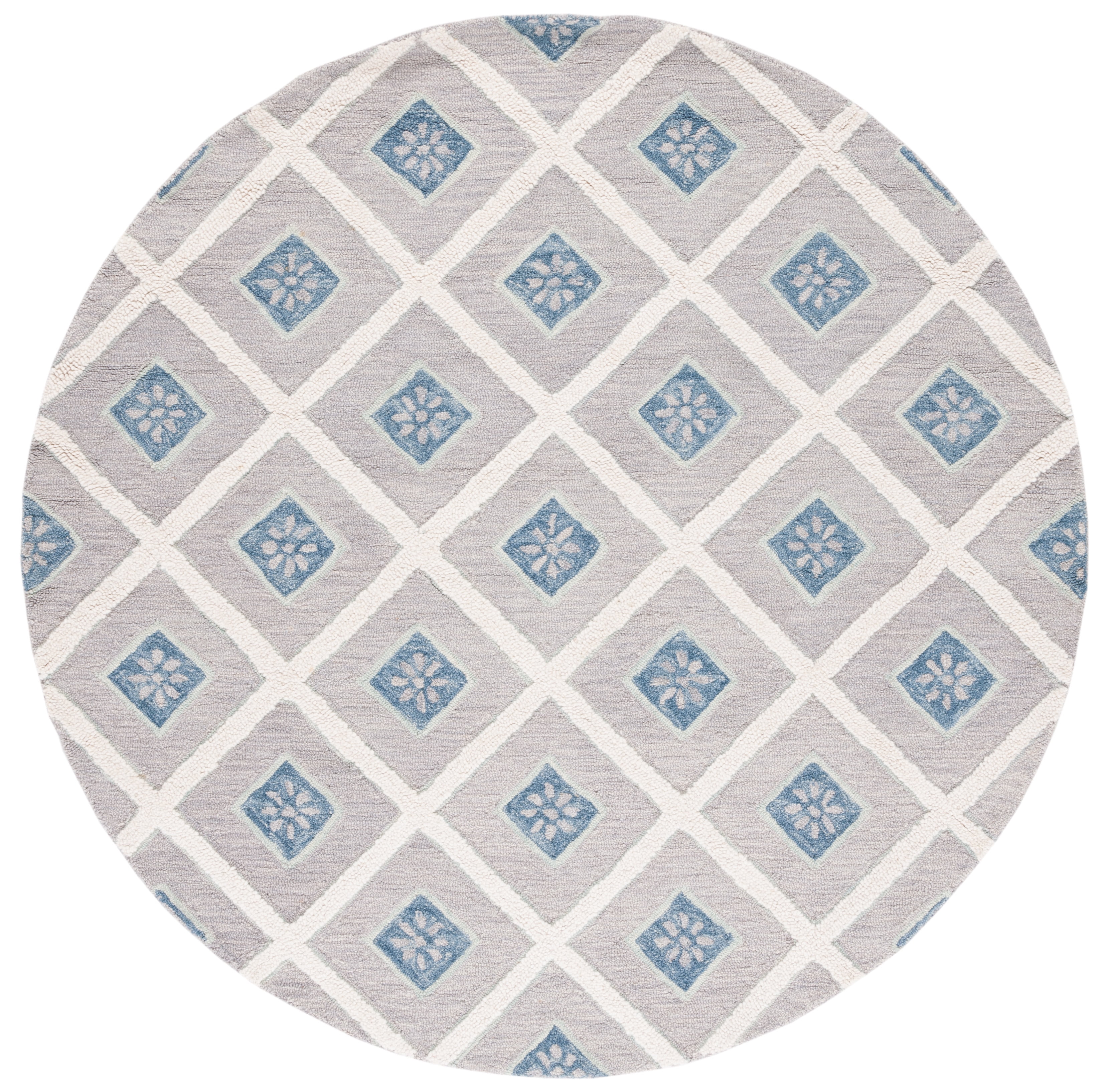 SAFAVIEH Metro Lucas Geometric Area Rug, Blue/Ivory, 6' x 6' Round