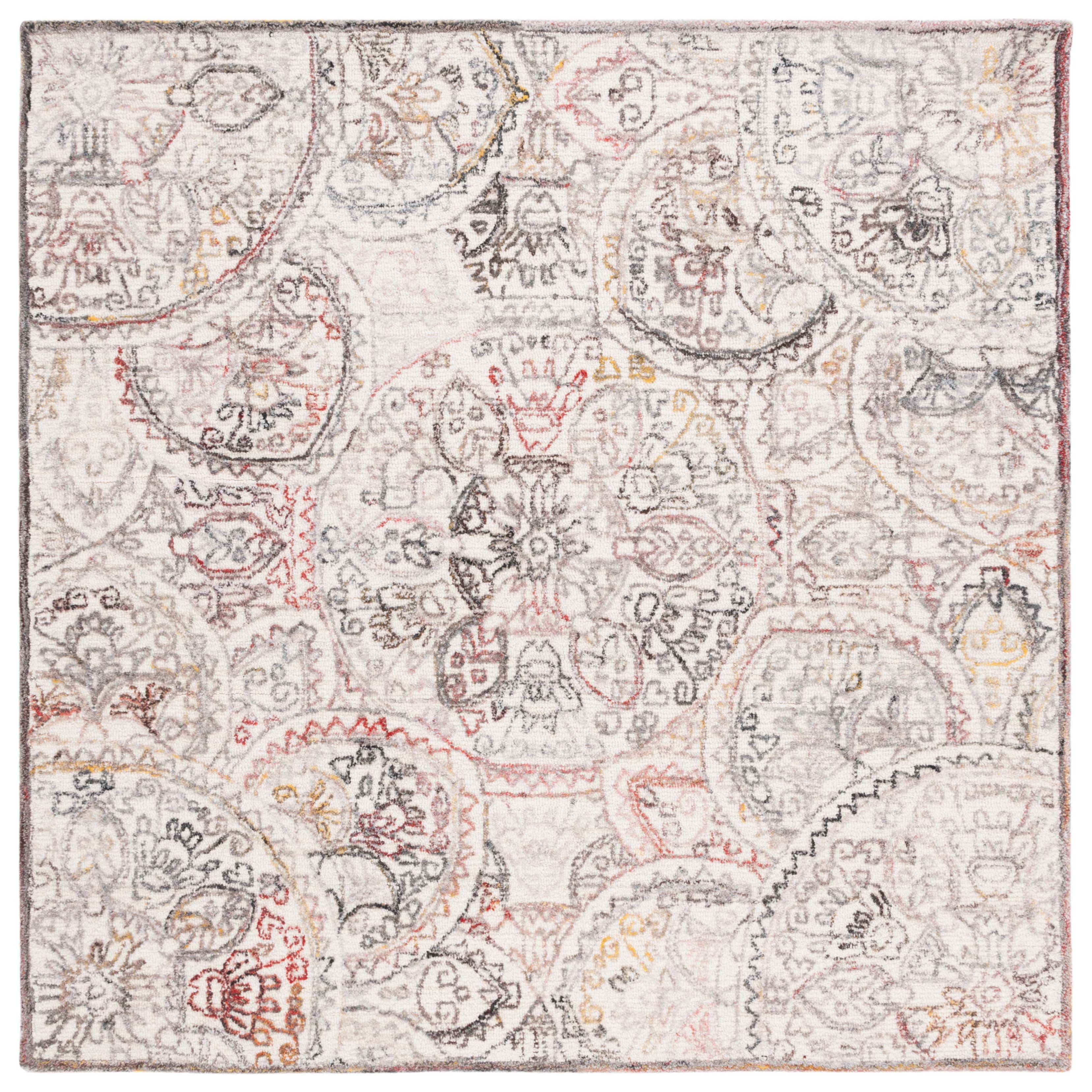 Safavieh Classy-Casual Ivory & Red Hand-Tufted Wool Square Rug