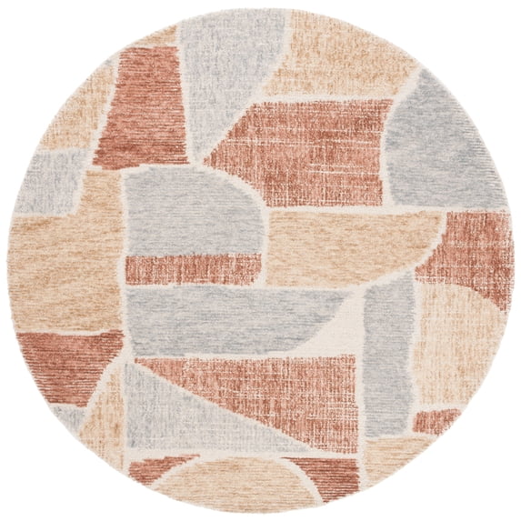 SAFAVIEH Metro Lynett Geometric Area Rug, Taupe/Grey, 6' x 6' Round