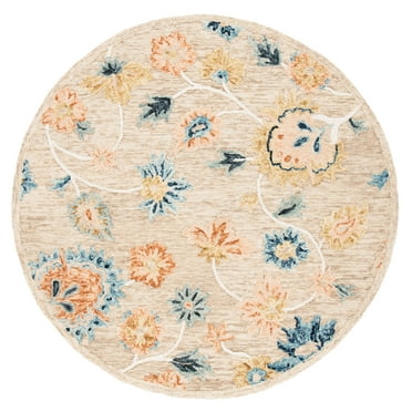 SAFAVIEH Metro Milford Floral Area Rug, Beige/Blue, 6' x 6' Round