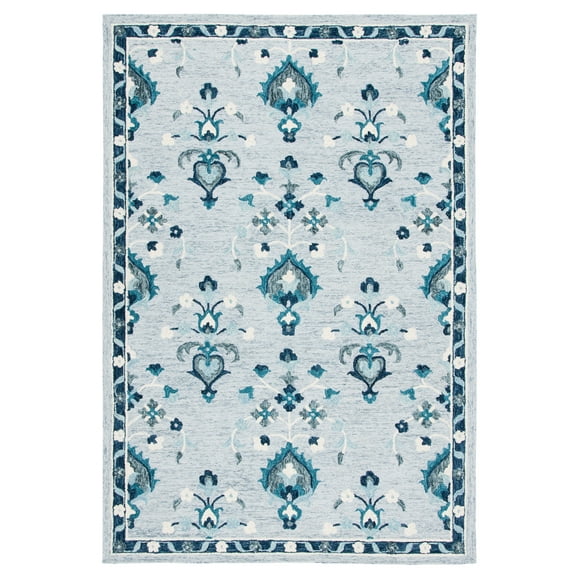 SAFAVIEH Metro Leon Medallion Area Rug, Blue/Ivory, 5' x 8'