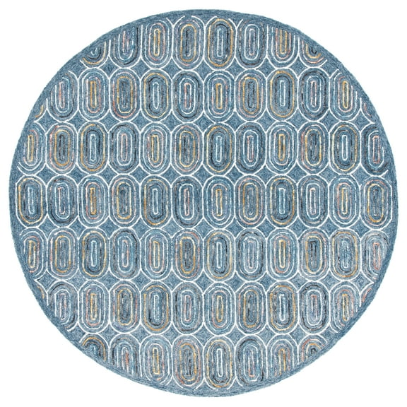 SAFAVIEH Metro Wichita Geometric Area Rug, Blue/Yellow, 6' x 6' Round