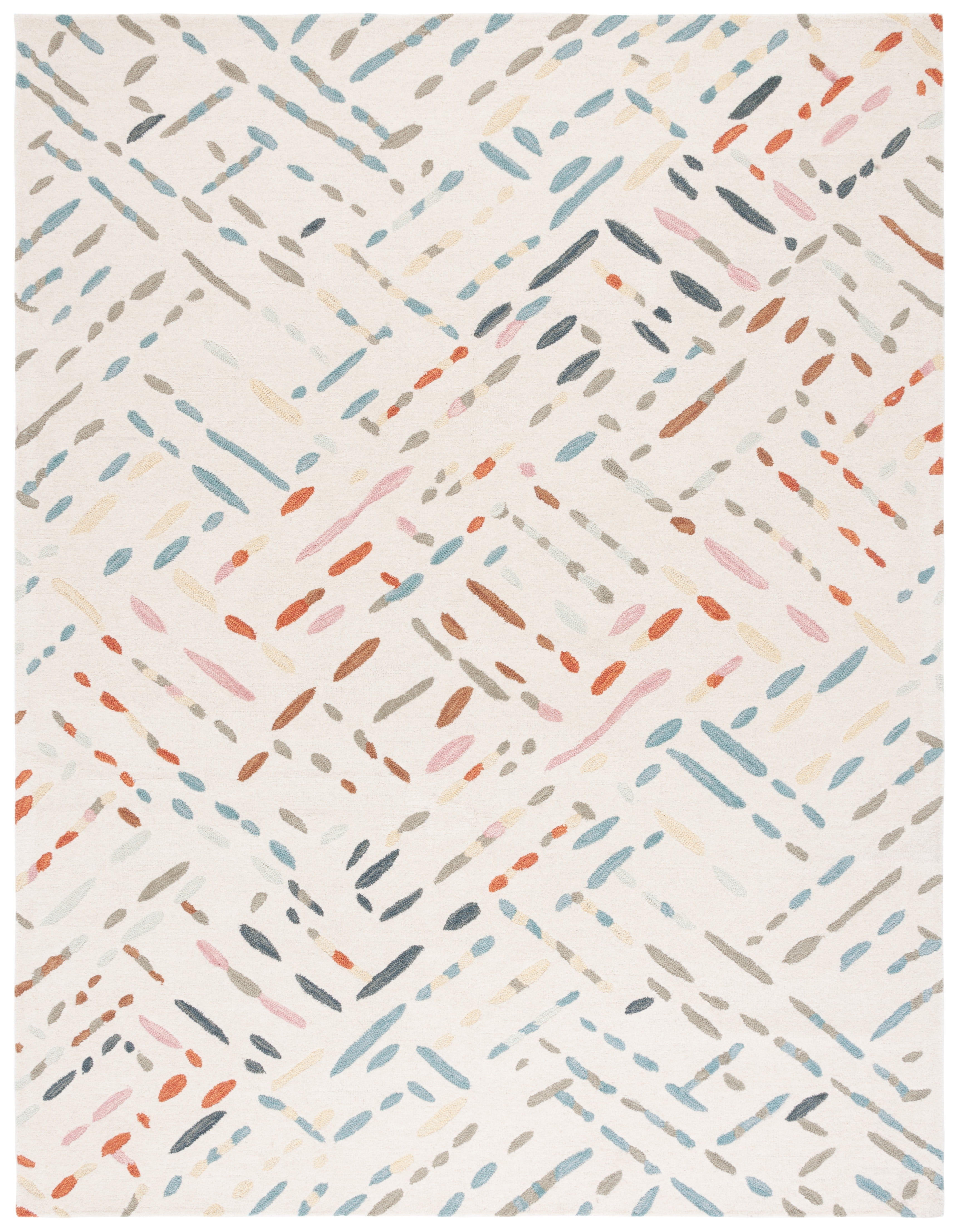 Ivory and Blue Hand-Tufted Wool 8' x 10' Area Rug