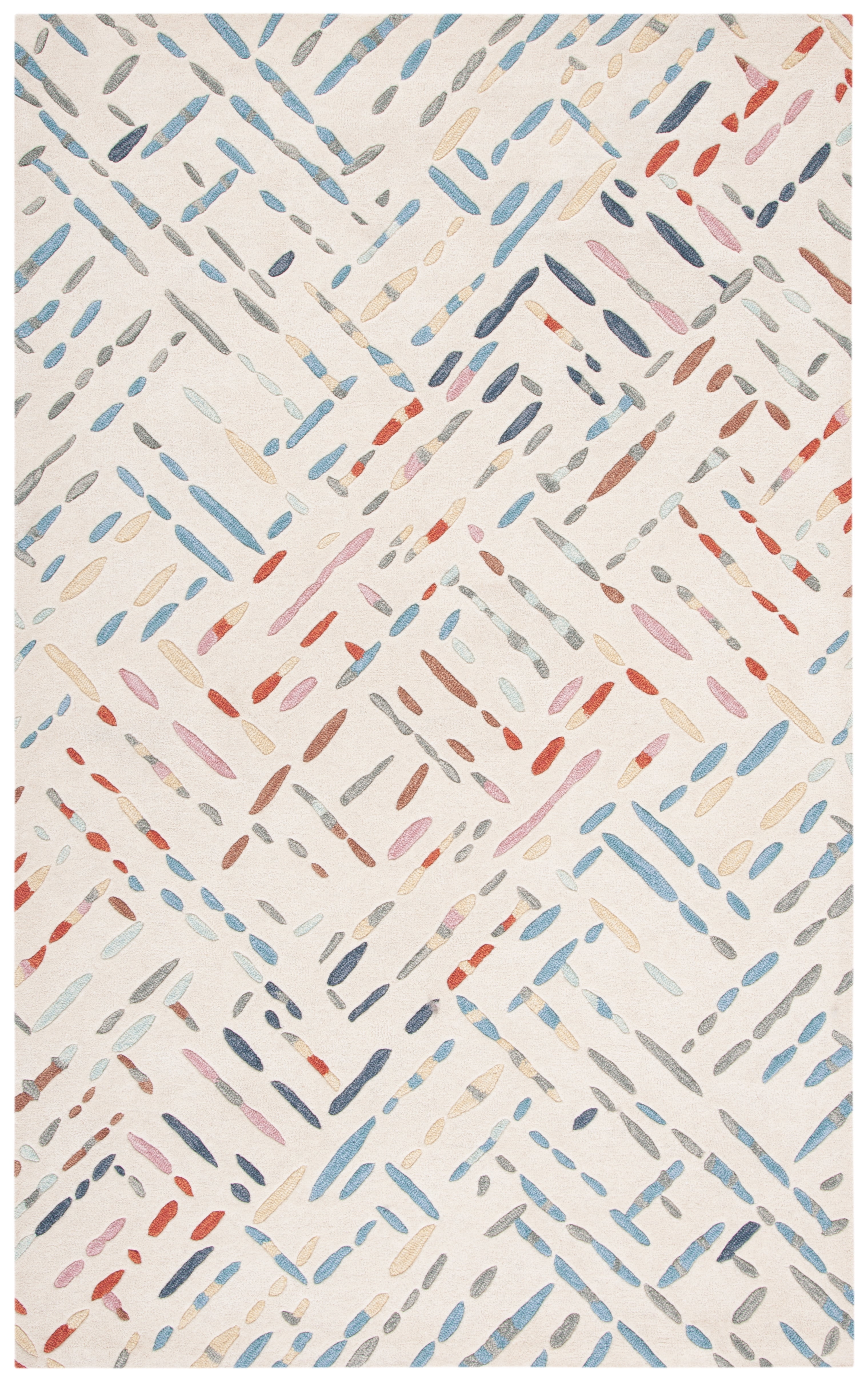 Ivory and Blue Hand-Tufted Wool 6' x 9' Area Rug