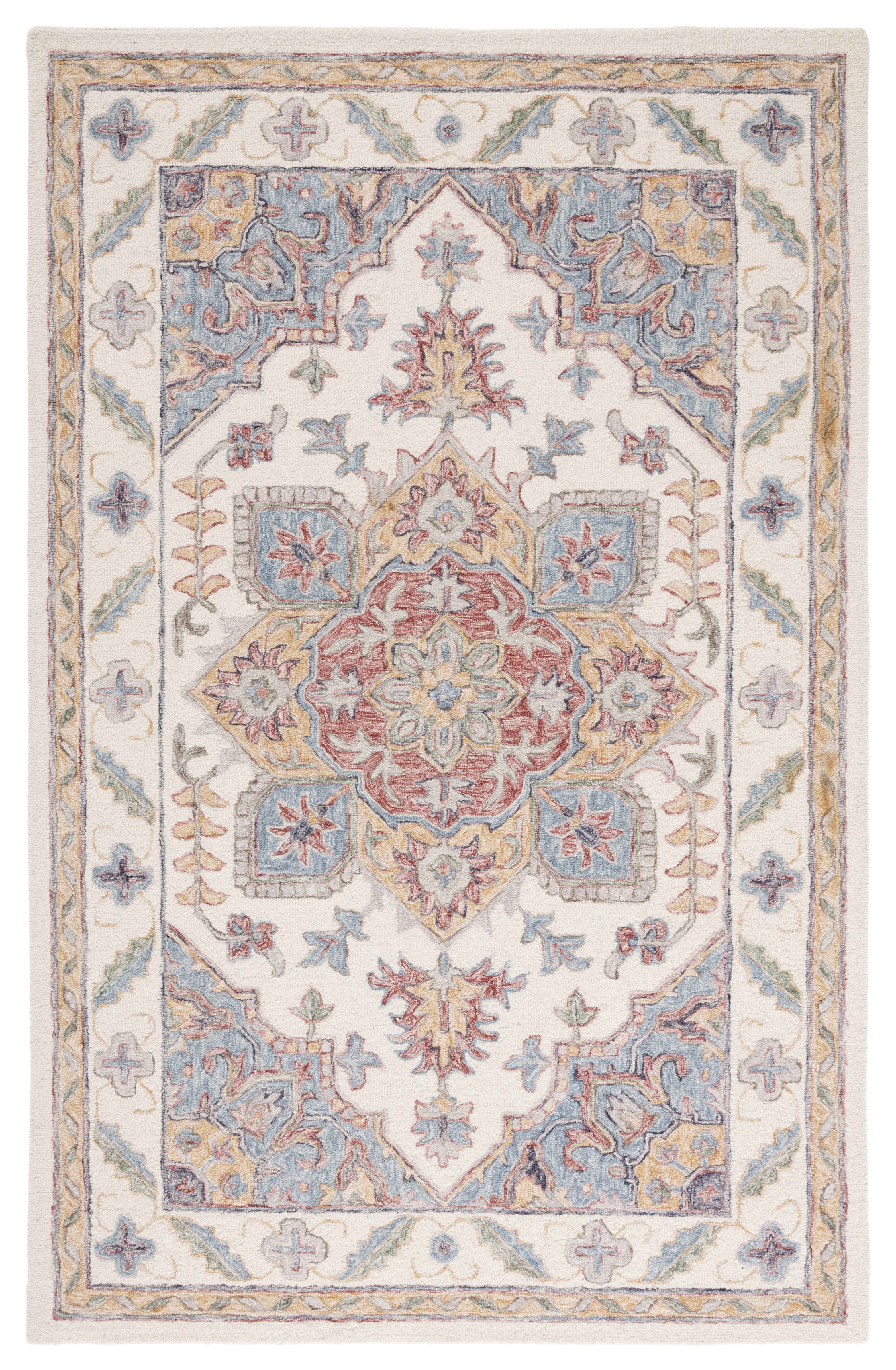 Ivory and Rust Hand-Tufted Wool 4' x 6' Area Rug