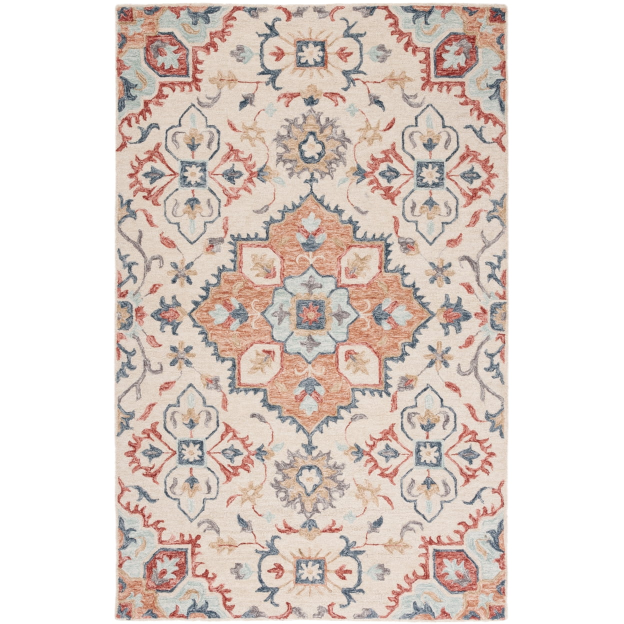 Elegance Hand-Tufted Wool Area Rug in Beige & Rust, 8' x 10'
