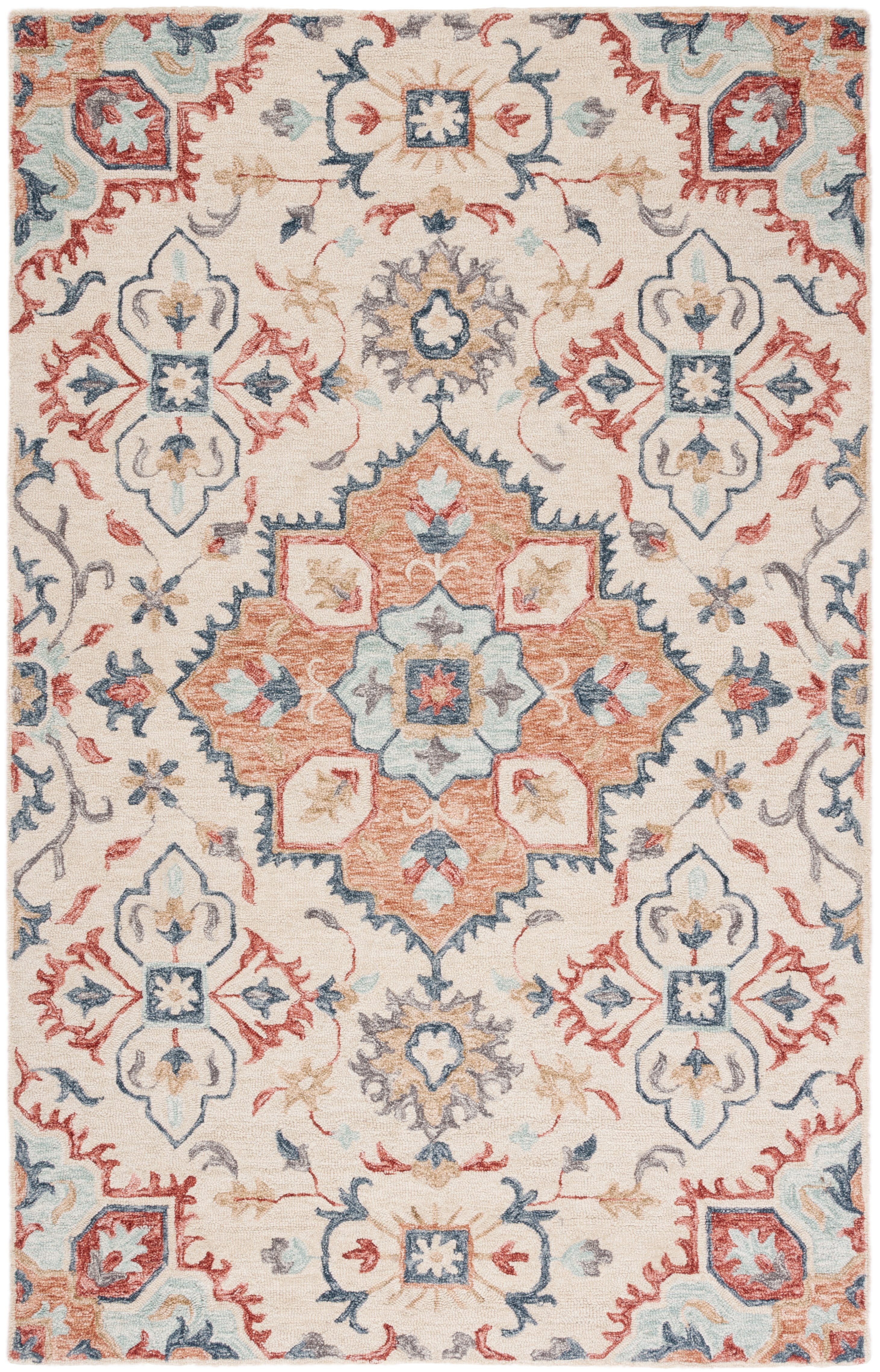 Ivory Floral Hand-Tufted Wool Area Rug, 3' x 5'