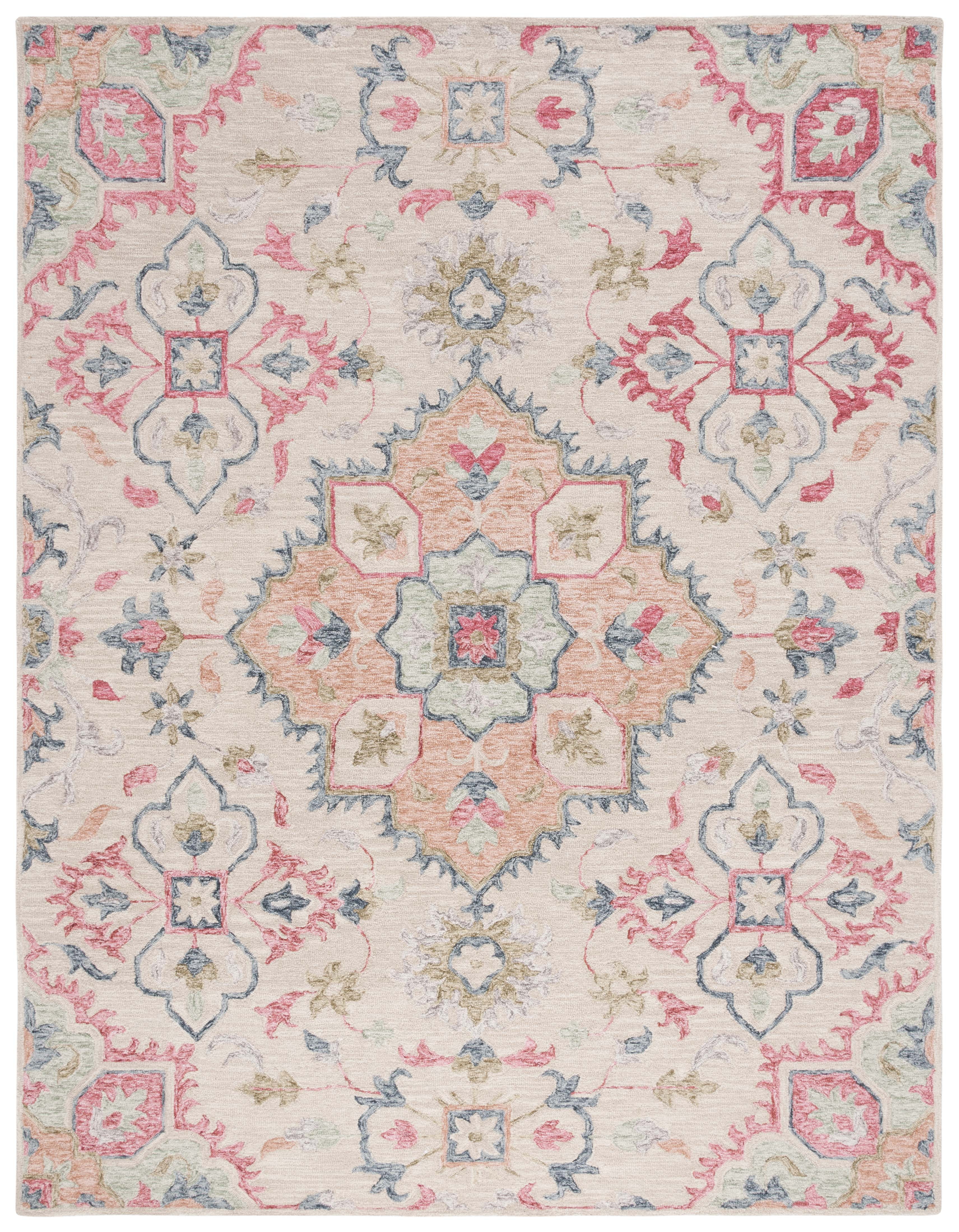 Elegance Hand-Tufted Wool Area Rug in Beige & Rust, 8' x 10'
