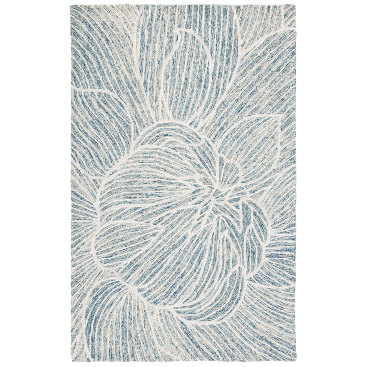 Handmade Metro Elegance Blue & Ivory Floral Wool Rug - 3' x 5'