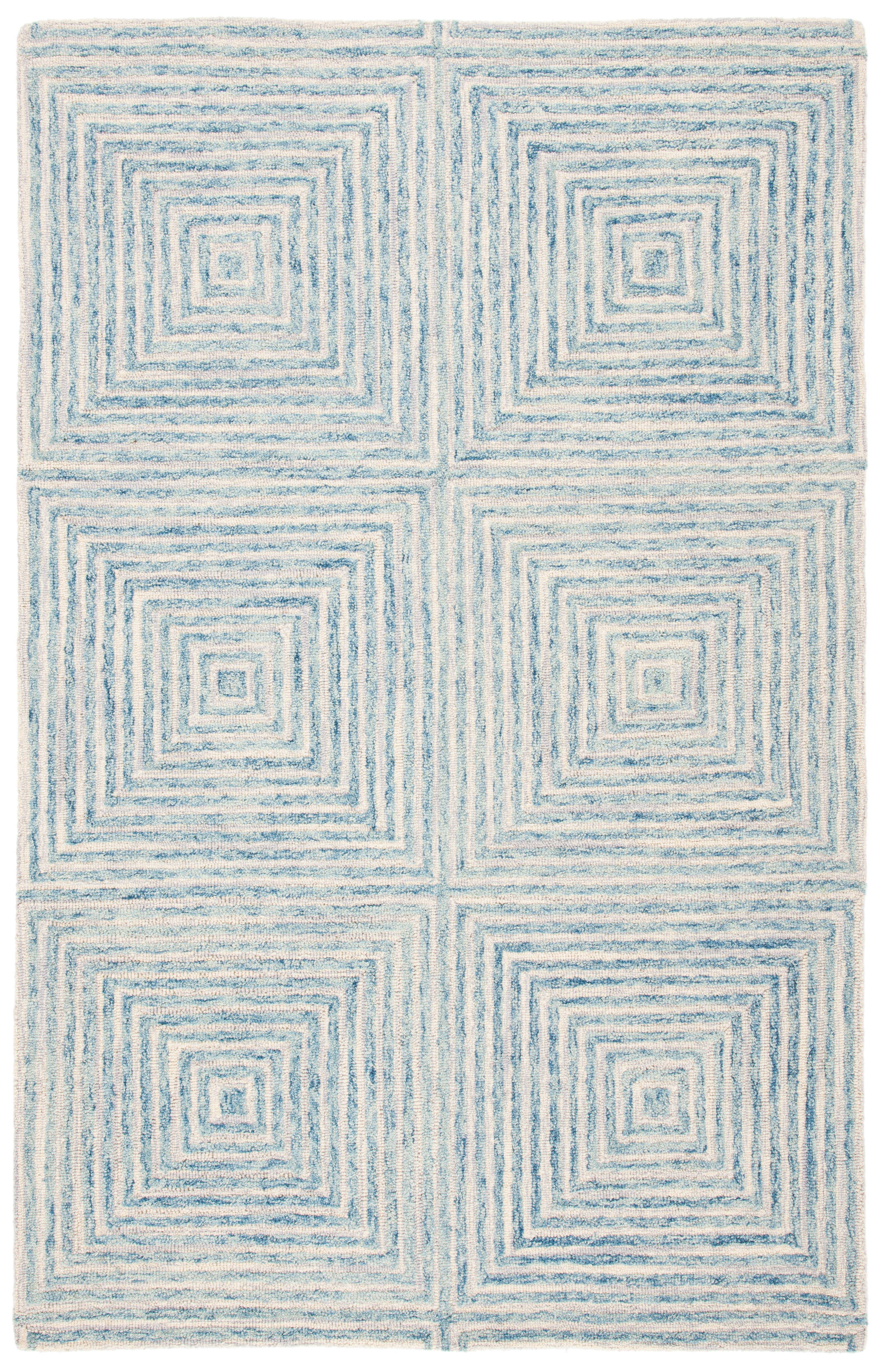 Light Blue Hand-Tufted Wool Rectangular Area Rug 4' x 6'